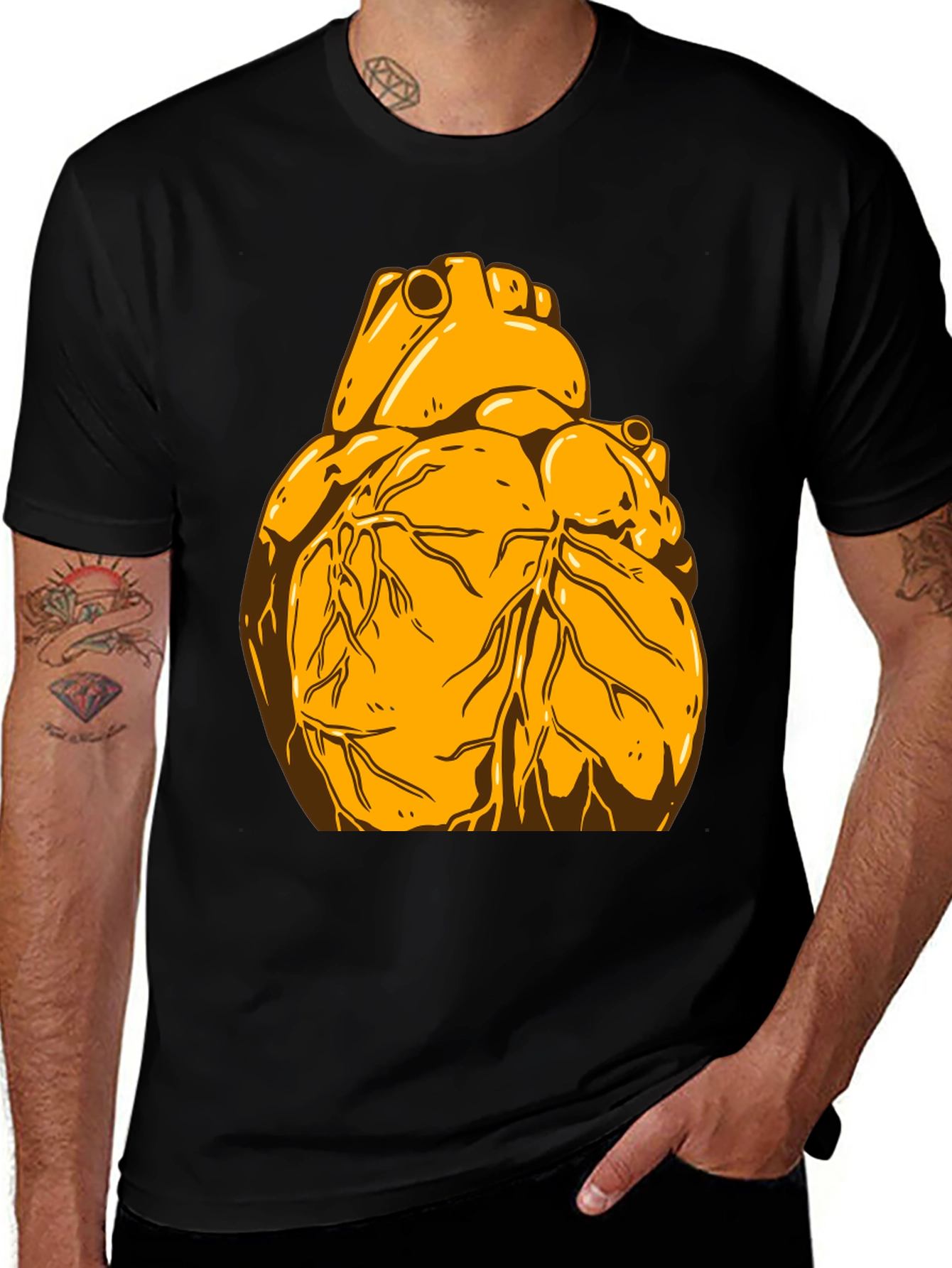 Variant 6 of Anatomical Heart Graphic Tee - Black