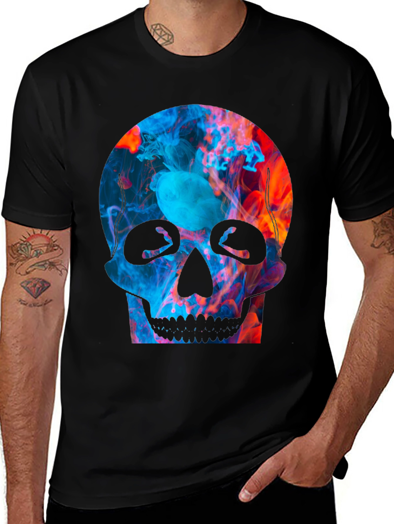 Variant 13 of Skull Smoke Graphic Tee - Men's Black T-Shirt