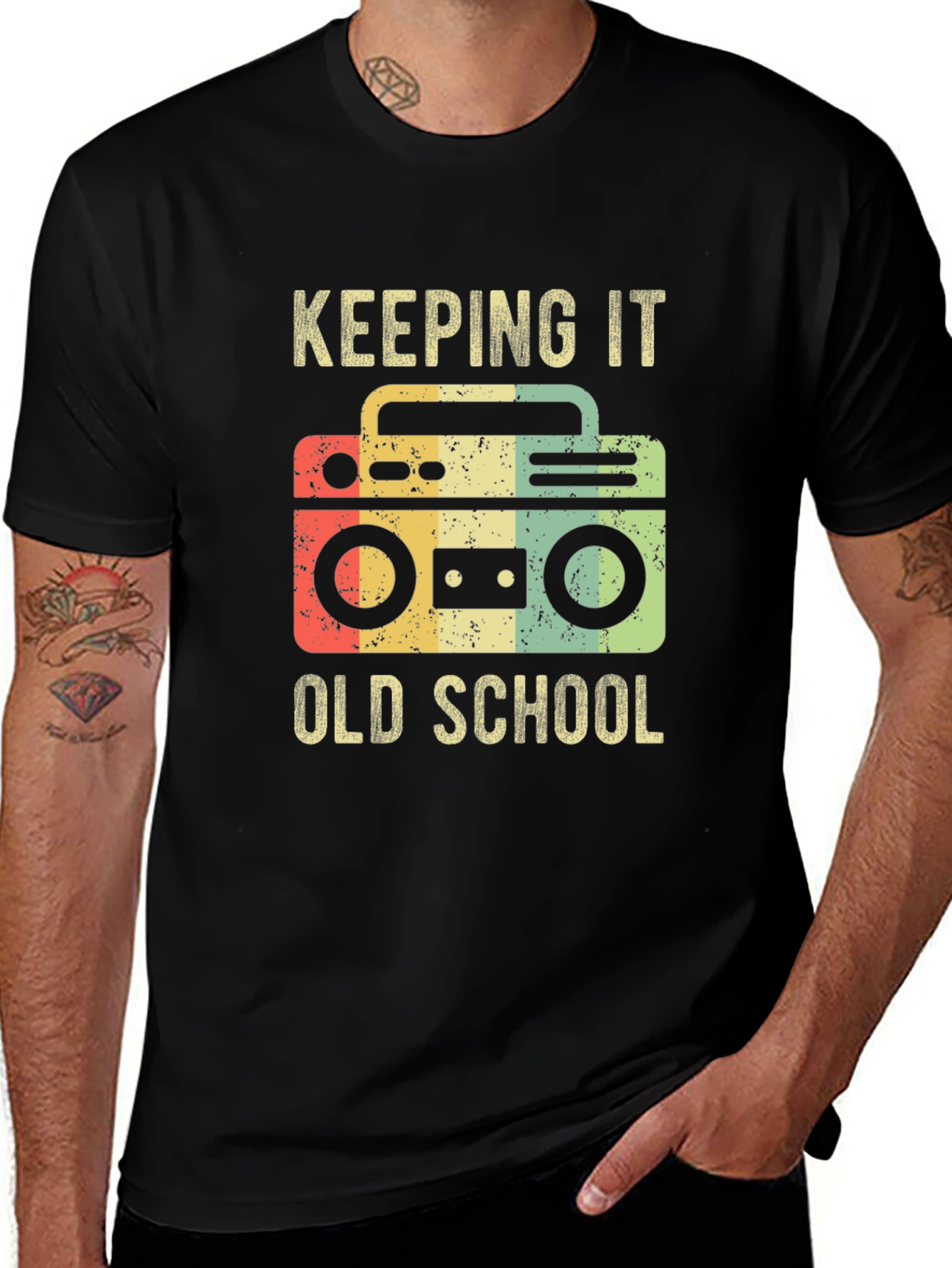 Variant 29 of Keeping It Old School Retro Boombox T-Shirt