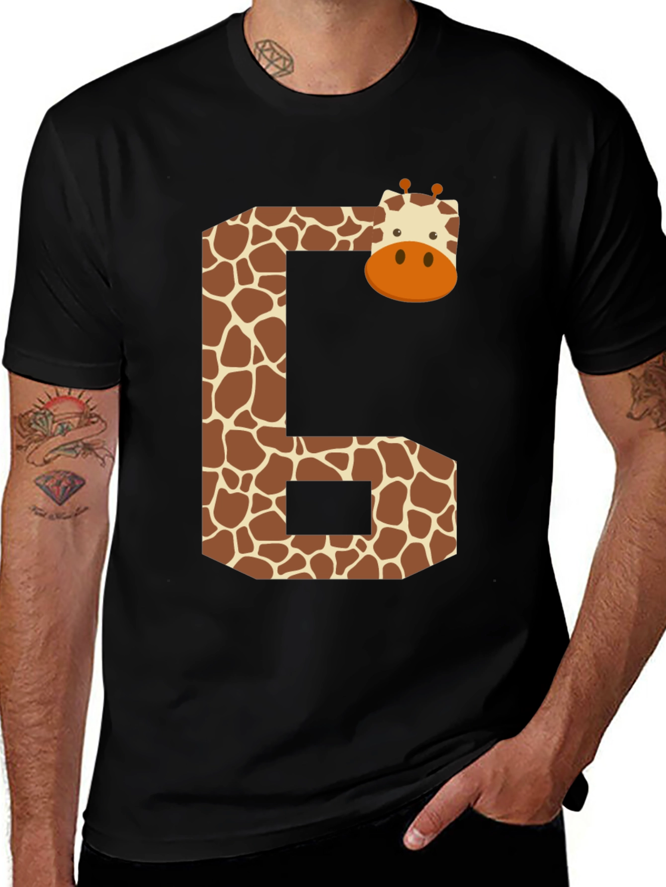 Variant 20 of Giraffe Number 6 Graphic Tee
