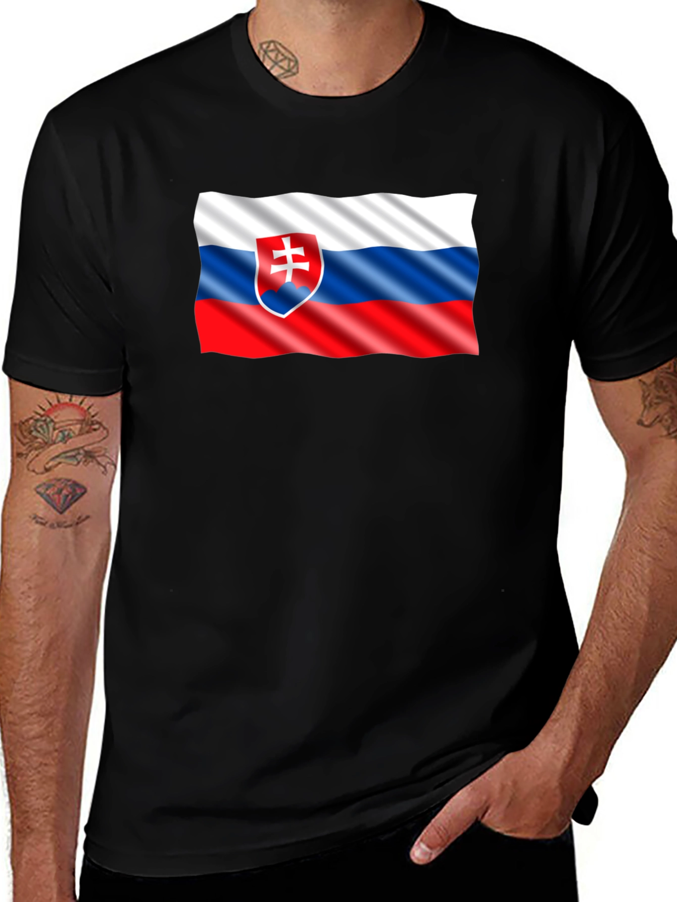Slovak Flag T-Shirt - Black Cotton Tee