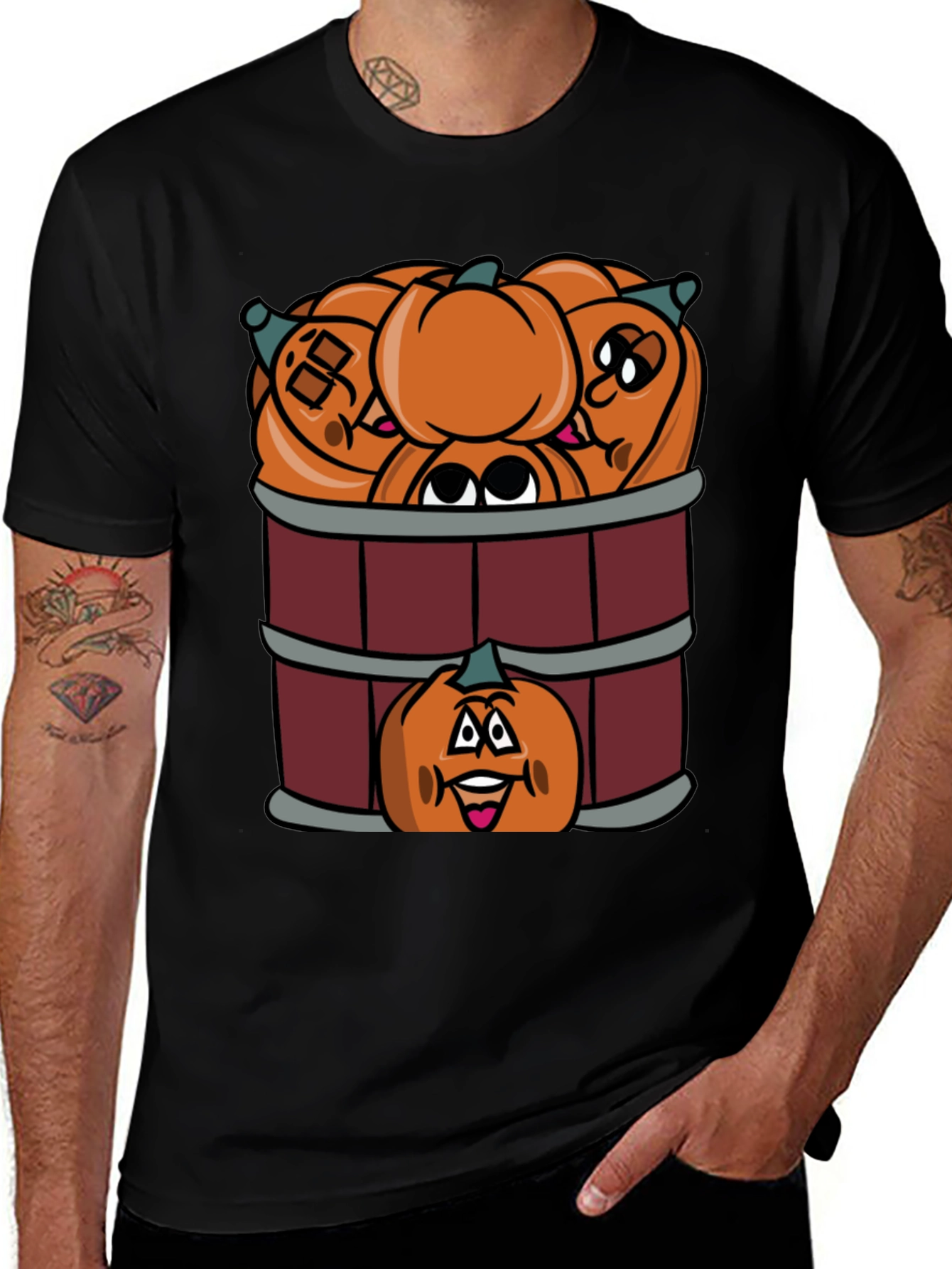Pumpkin Bucket Graphic Tee - Halloween Style