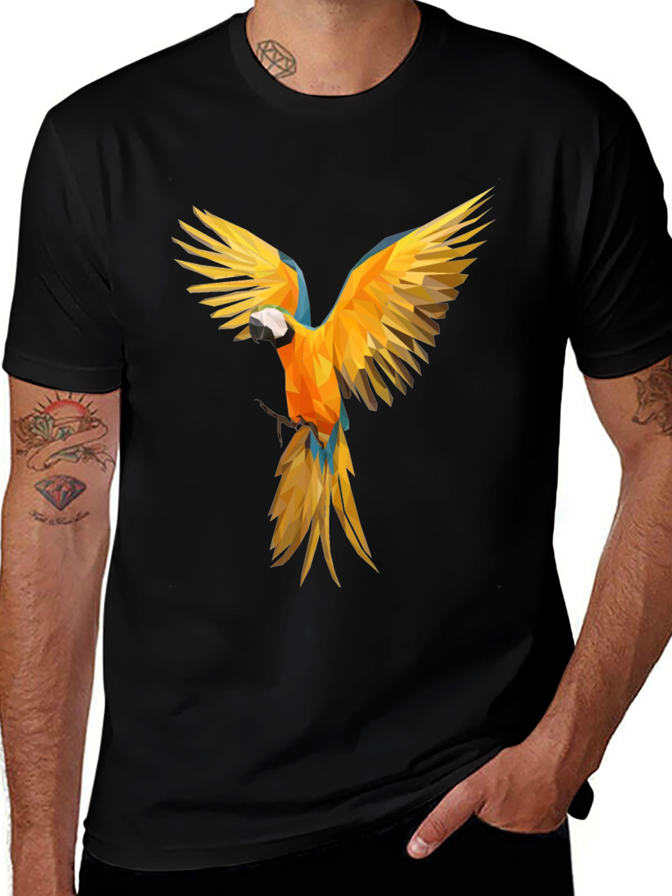 Variant 4 of Geometric Parrot Graphic Print T-Shirt