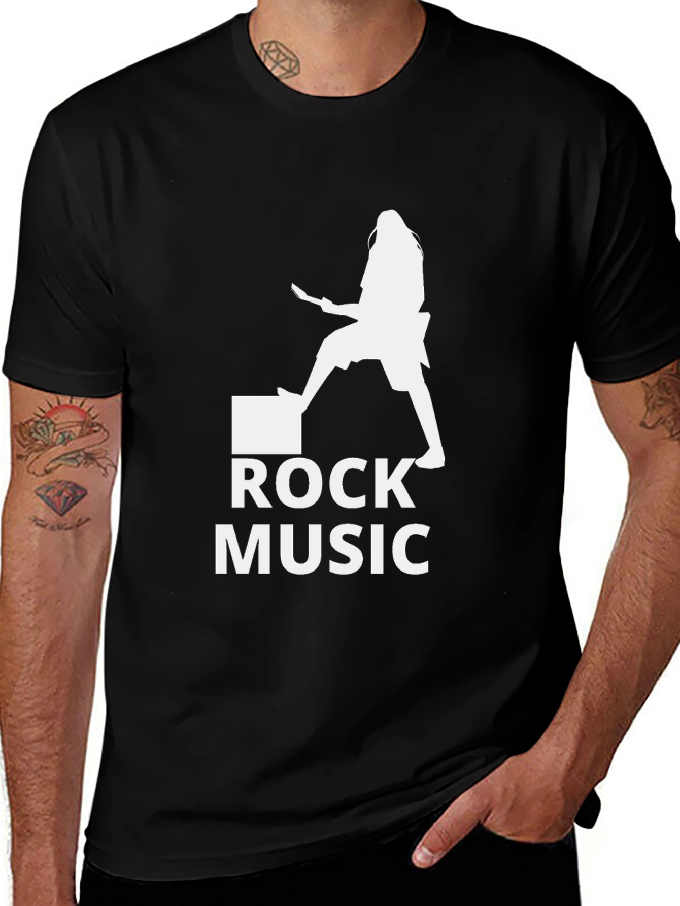 Variant 21 of Rock Music Guitarist Graphic Tee - Black