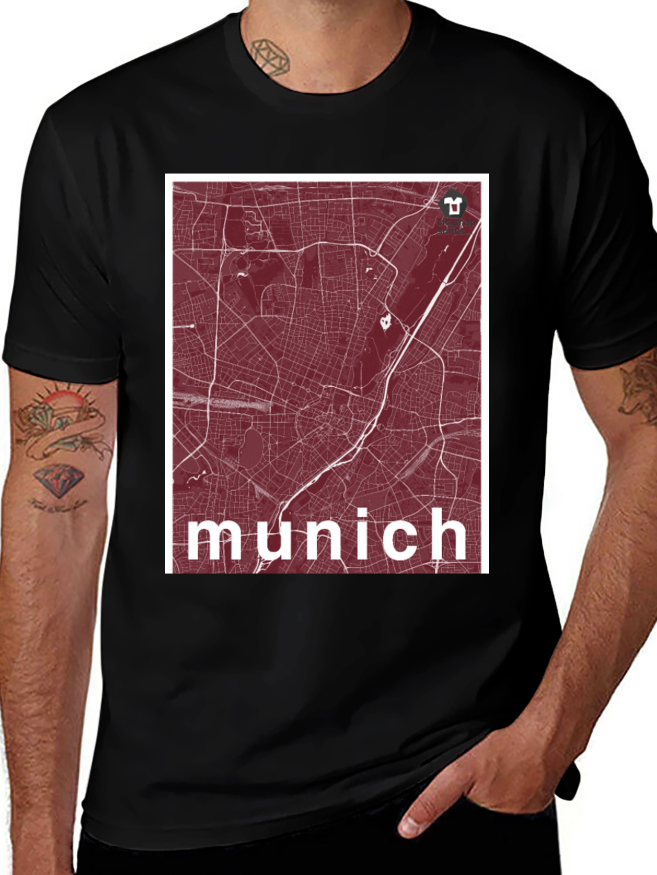 Munich Map T-Shirt - City Roads Design