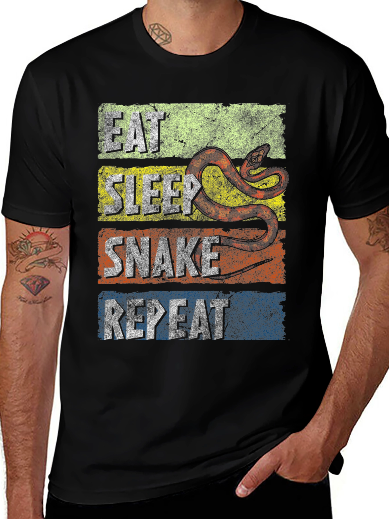Variant 19 of Eat Sleep Snake Repeat Graphic T-Shirt
