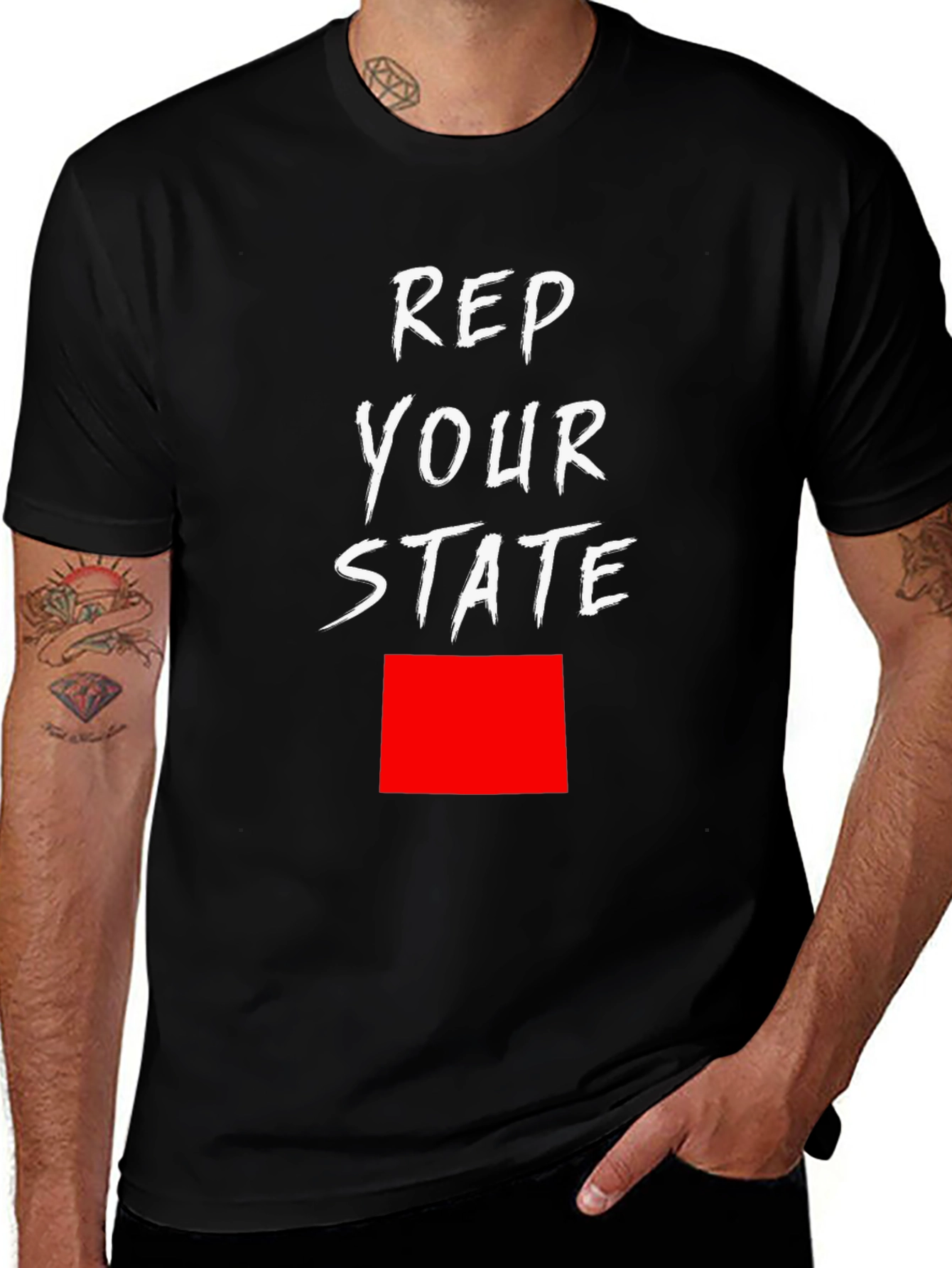 Variant 13 of Rep Your State Black Graphic T-Shirt