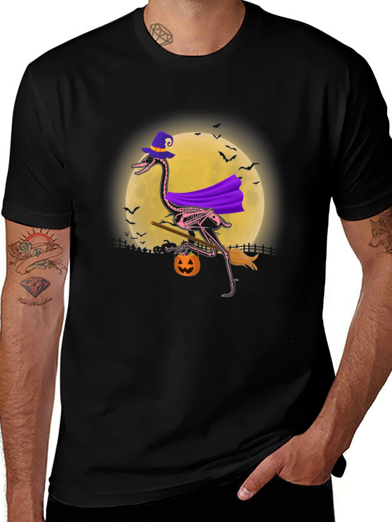 Halloween Ostrich Skeleton T-Shirt