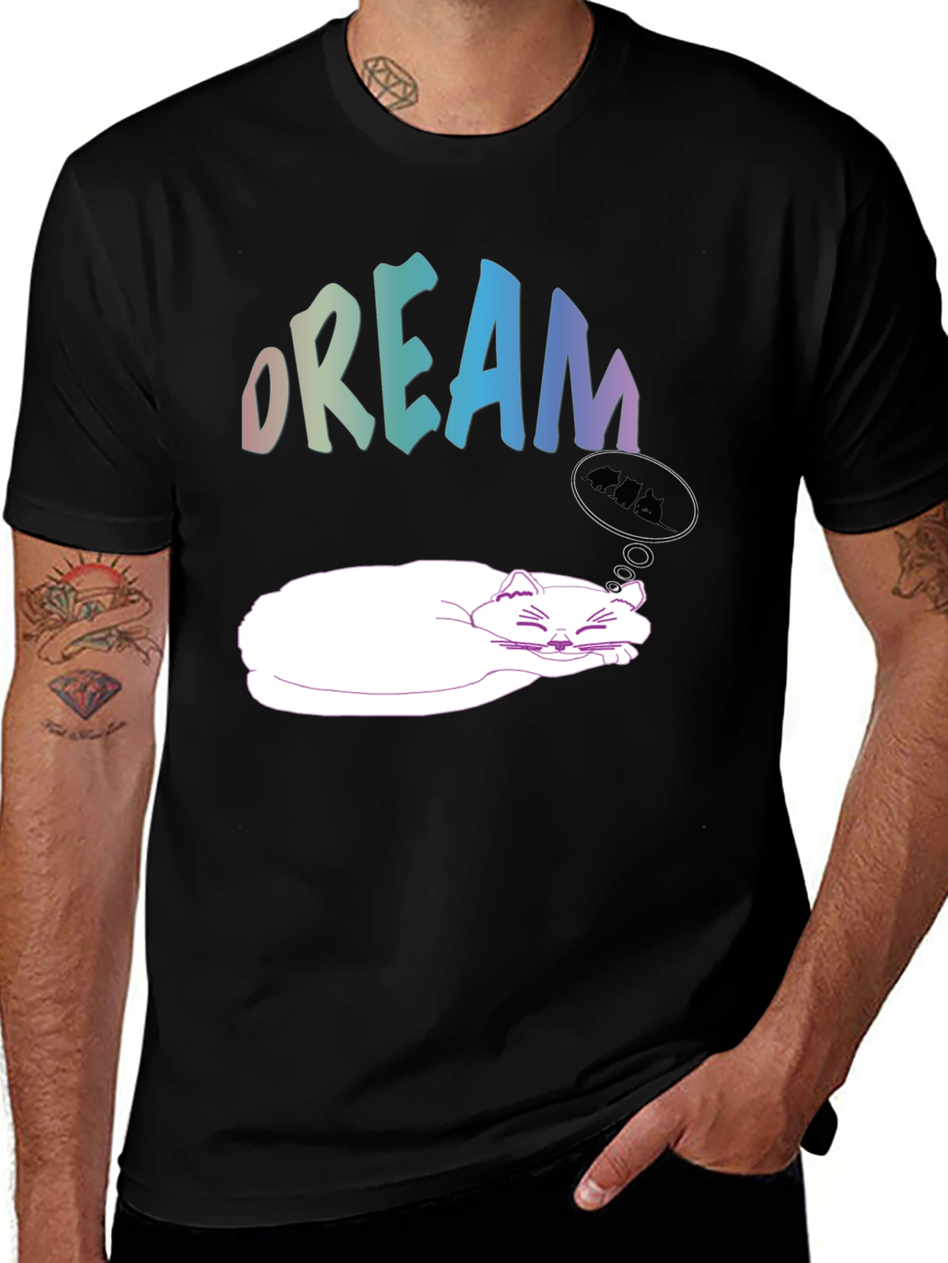 Variant 28 of Dreaming Cat Graphic Tee - Soft Cotton Comfort