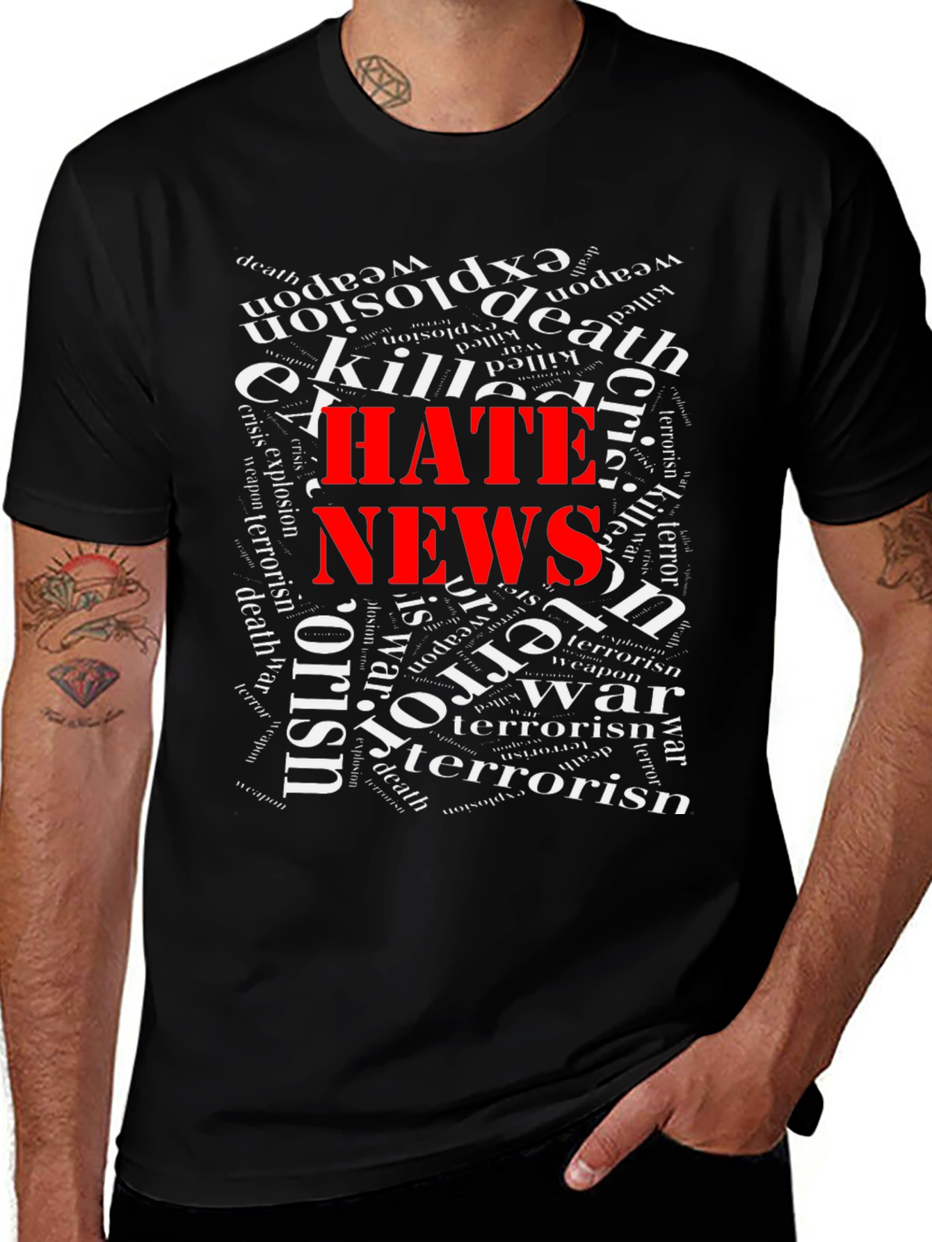 Variant 11 of Hate News Graphic Print T-Shirt