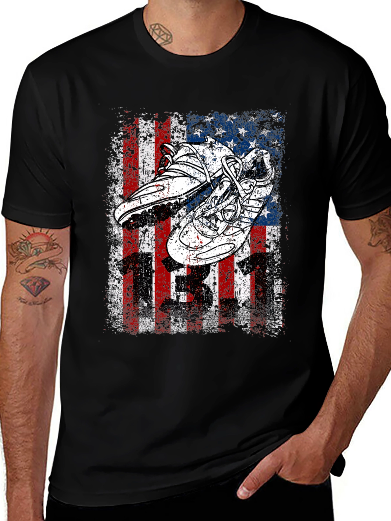 Variant 19 of American Flag Running Shoes Graphic Tee