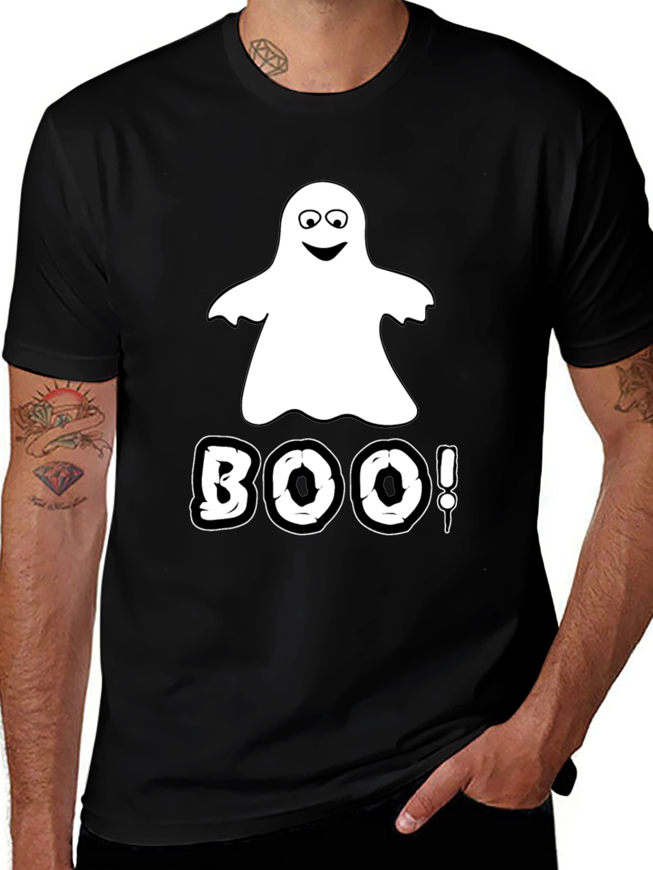 Variant 27 of Boo! Ghost Graphic Print Tee - Halloween Spooky Season Shirt