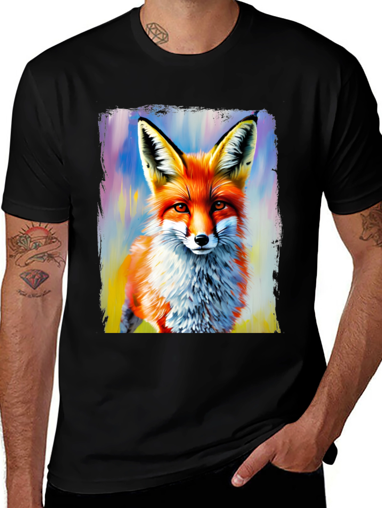 Variant 13 of Fox Art Print Graphic Tee - Stylish Men's T-Shirt