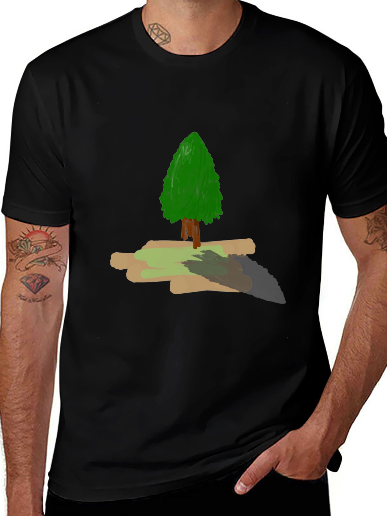 Variant 17 of Nature Tree Graphic Tee - Men's Black T-Shirt