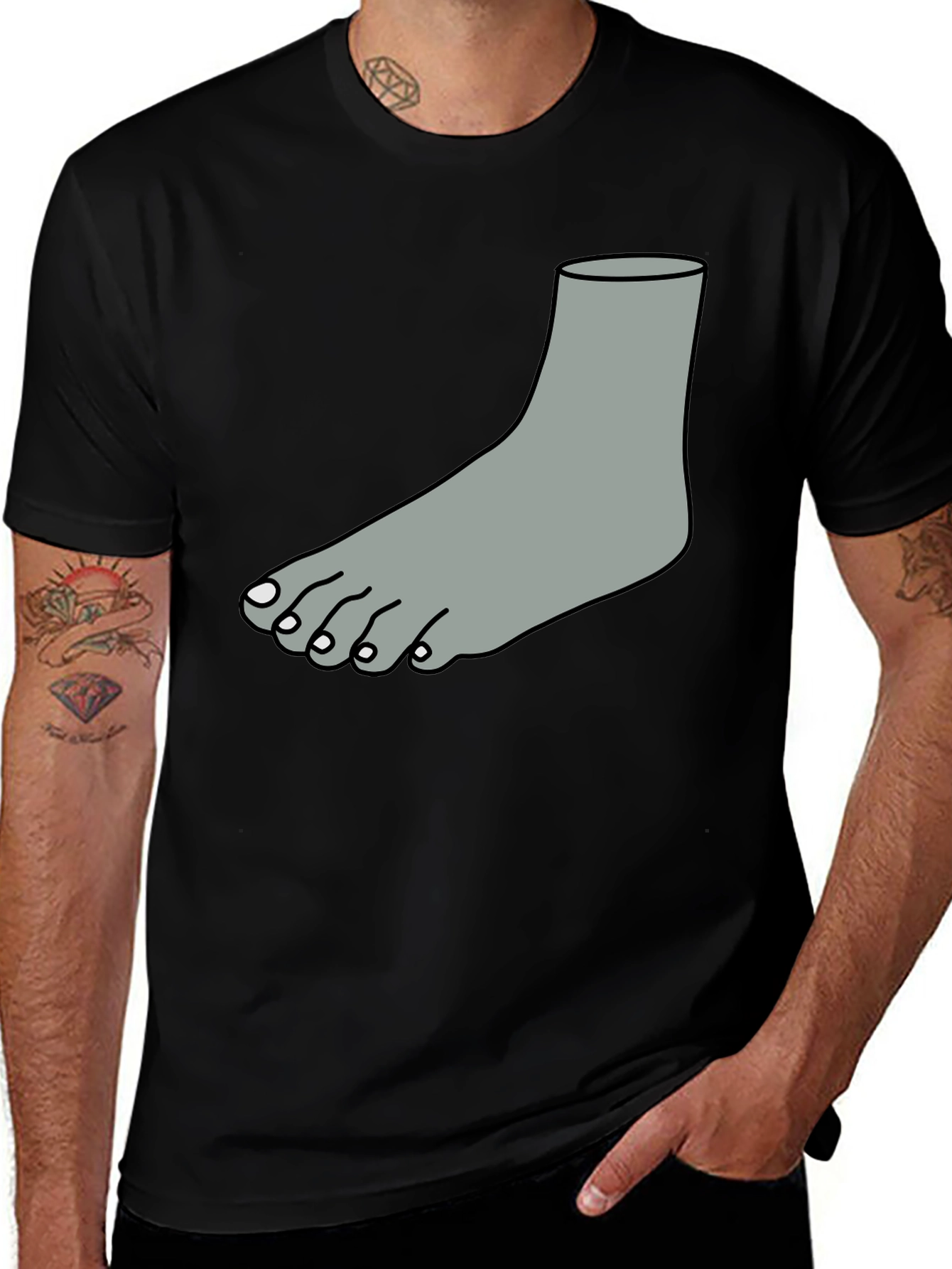 Funny Foot Graphic T-Shirt - Black