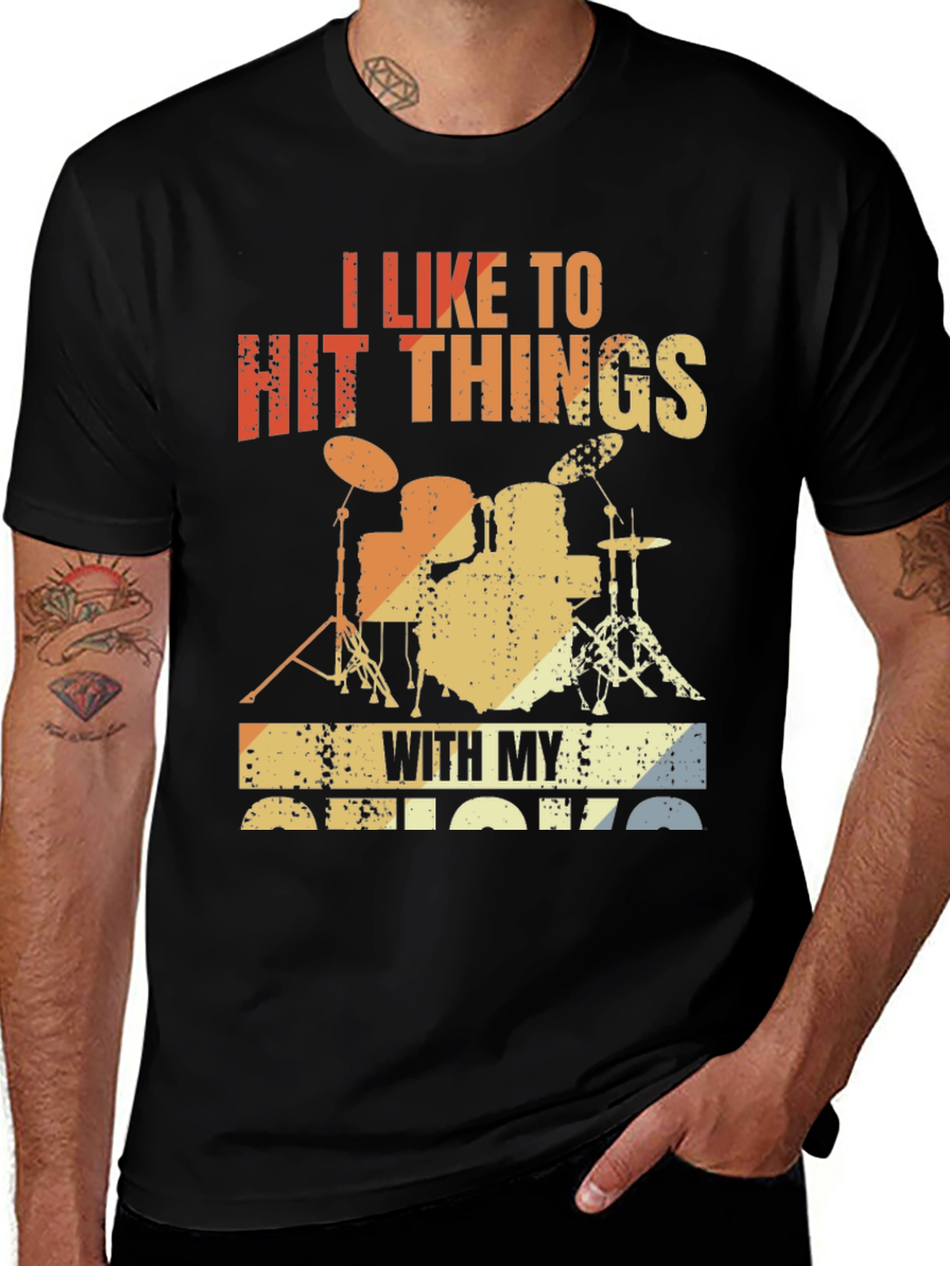 Variant 18 of I Like To Hit Things Drummer T-Shirt