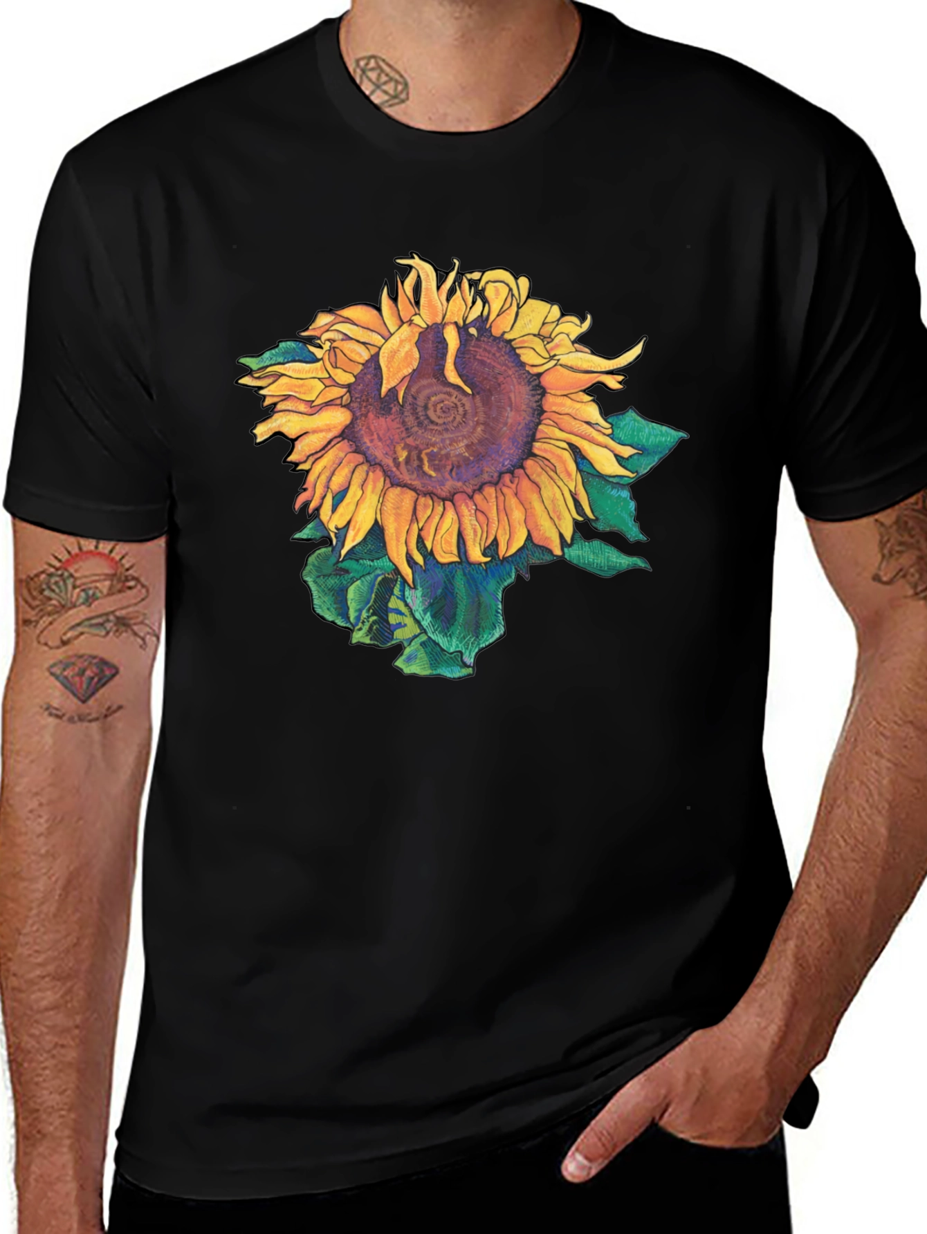 Variant 16 of Sunflower Graphic Print Black T-Shirt