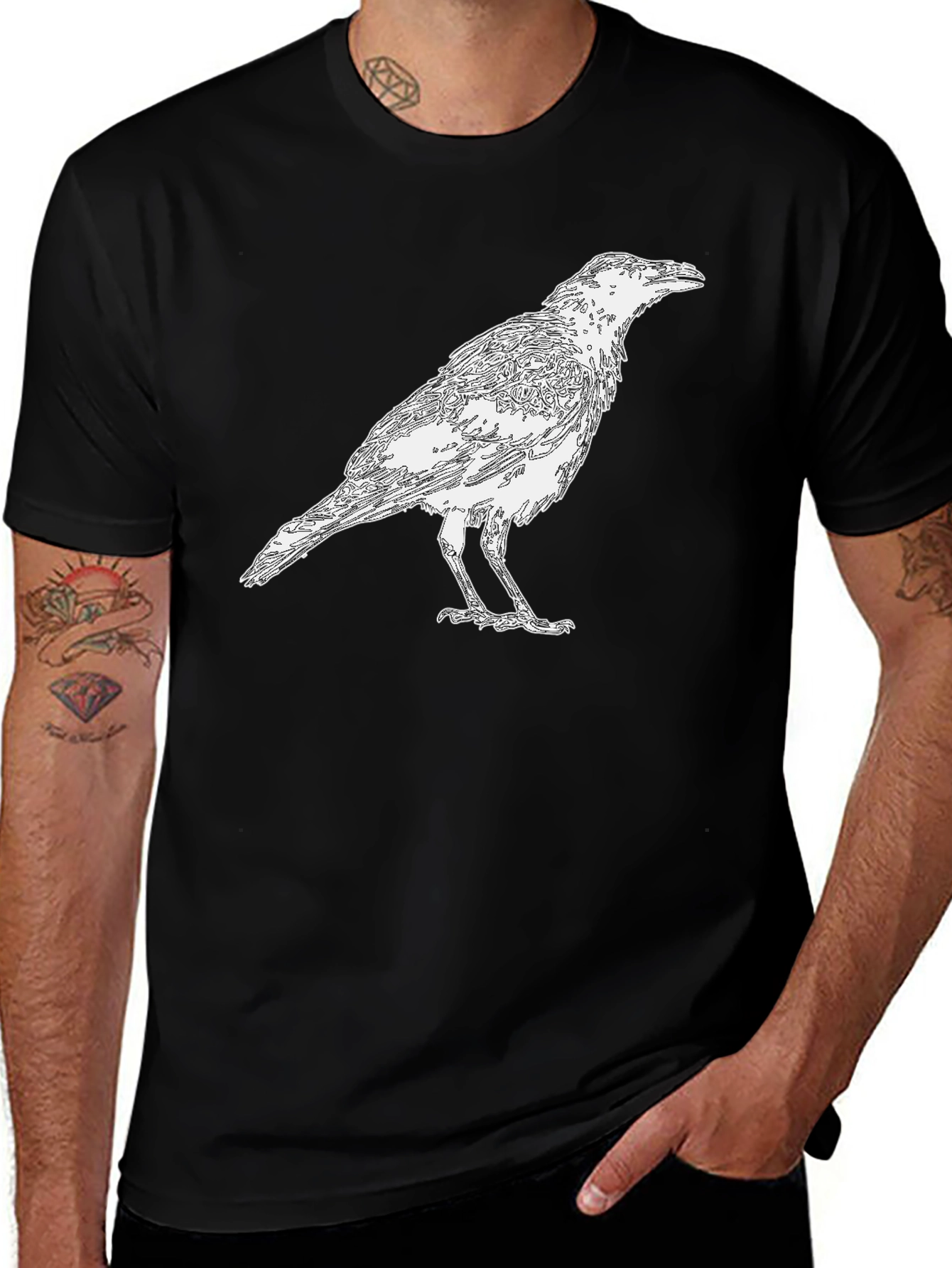 Variant 25 of Raven Graphic Black T-Shirt
