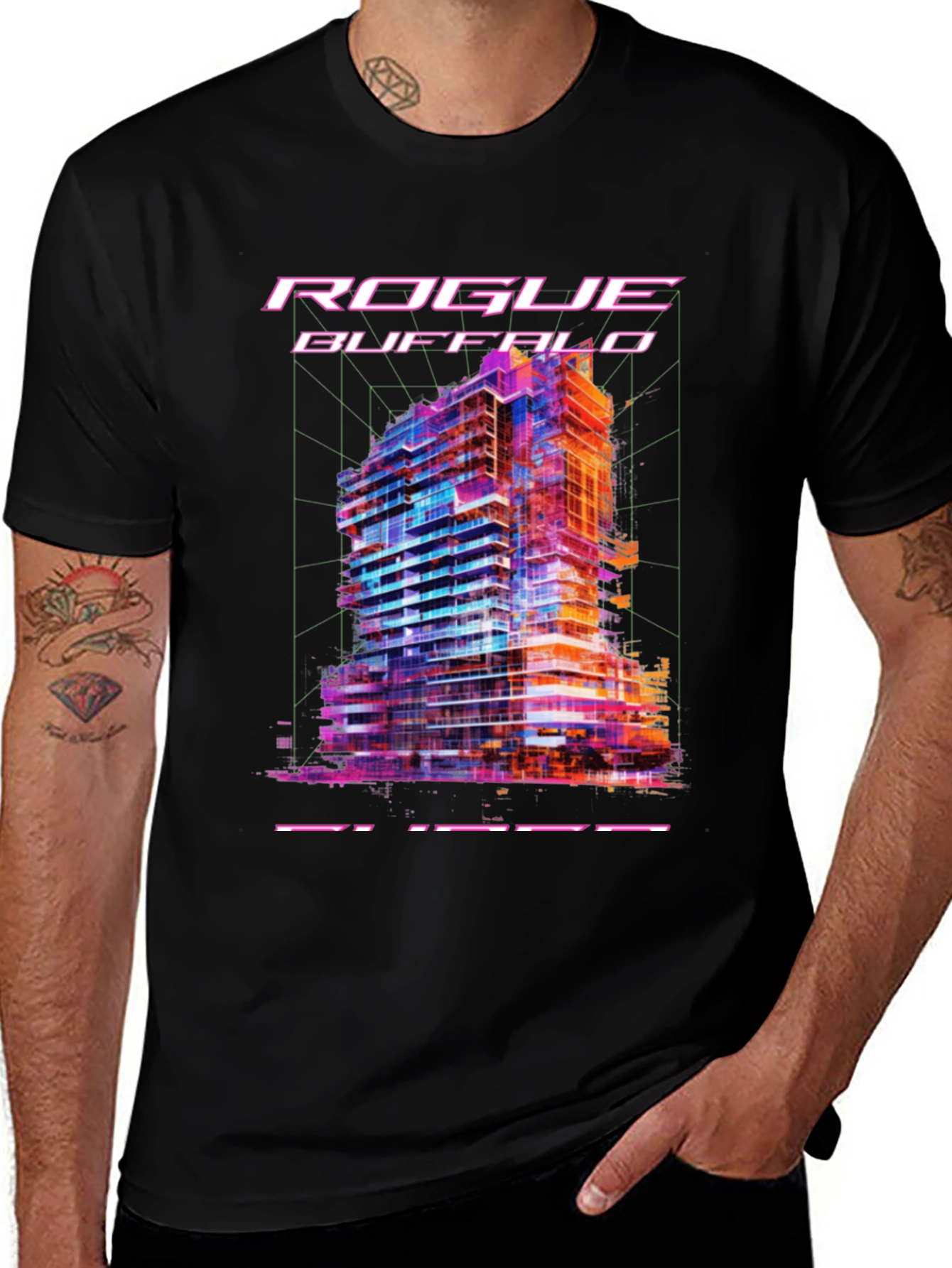 Variant 9 of Rogue Buffalo Cityscape Graphic Tee - Black