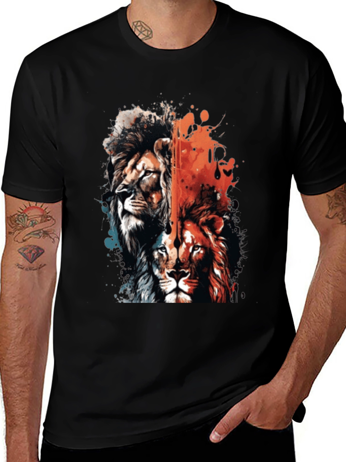 Variant 15 of Lion Duo Graphic Tee - Bold Statement Shirt