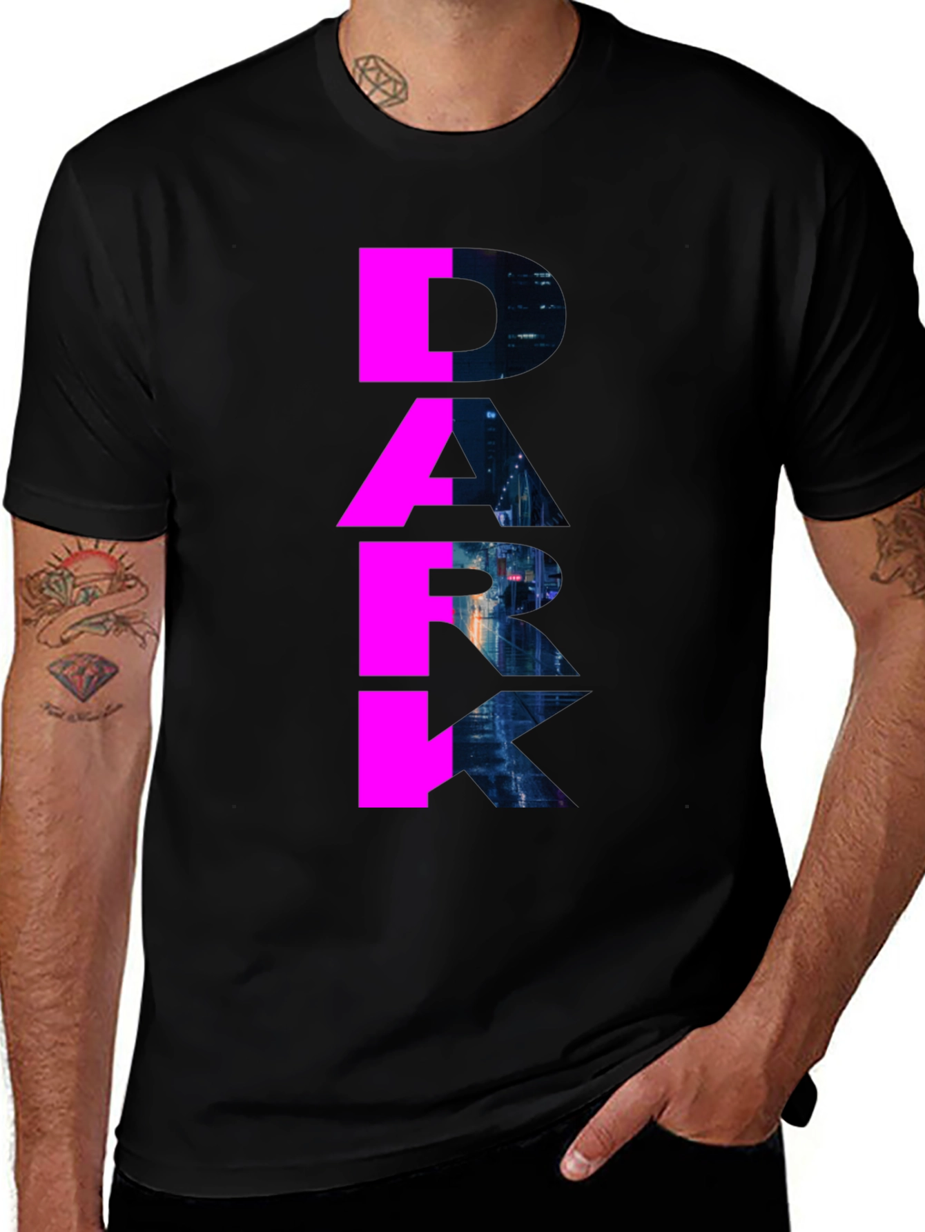 Dark Graphic Tee - Urban Nightscape Design