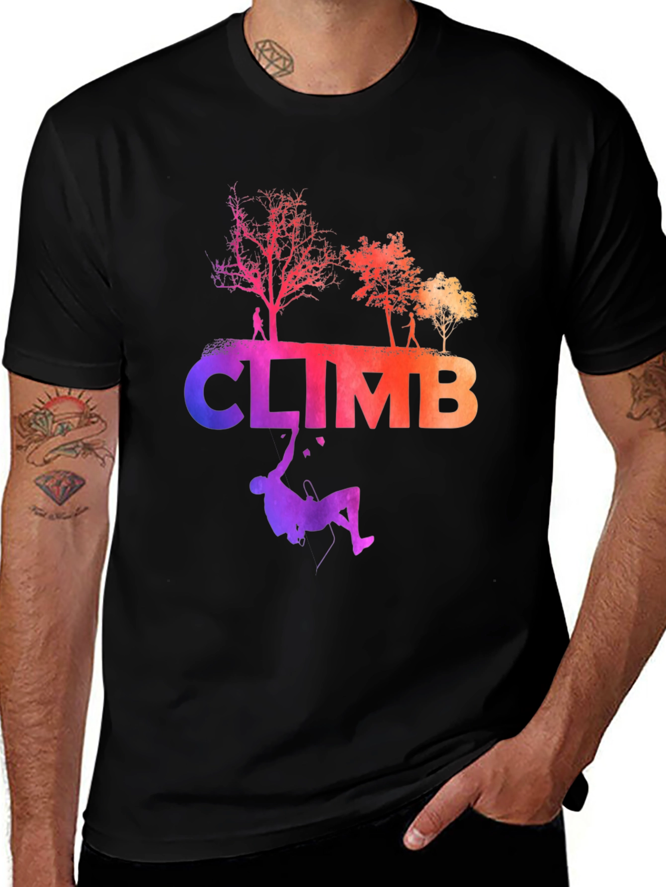 Variant 23 of Climb Graphic Tee - Black Cotton Blend