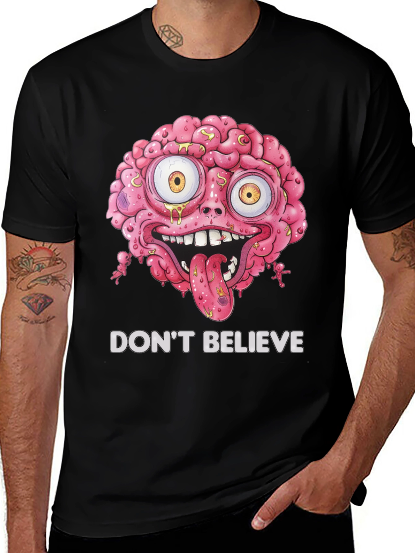 Variant 11 of Don't Believe Brain Graphic Black T-Shirt