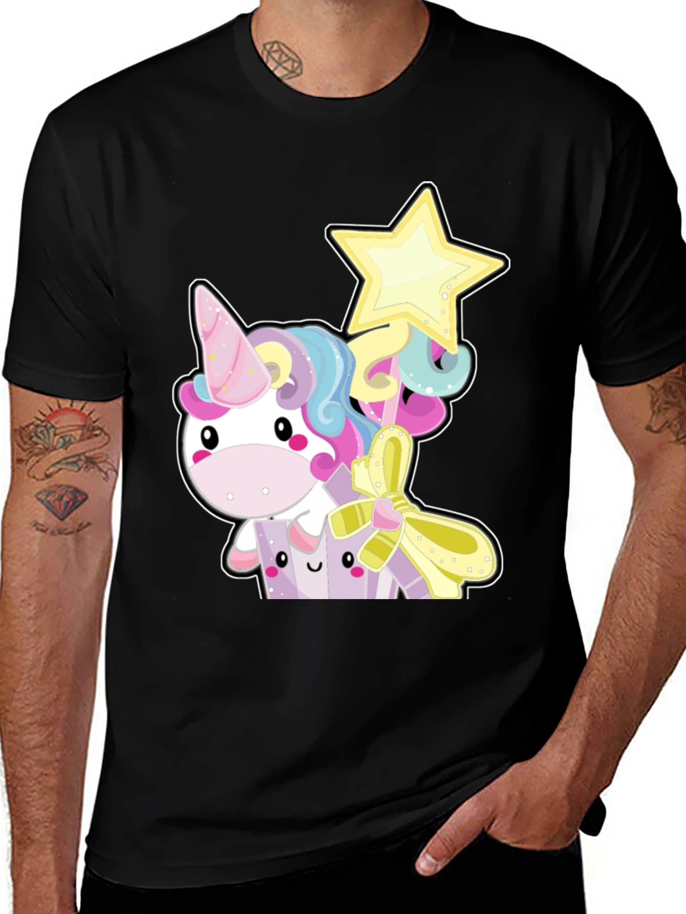 Variant 18 of Cute Unicorn Graphic Tee - Black