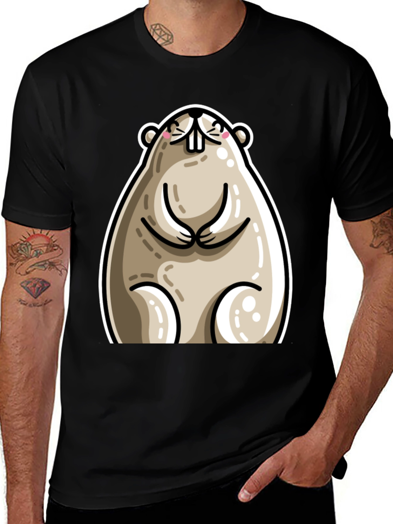 Variant 13 of Funny Cartoon Beaver Graphic T-Shirt