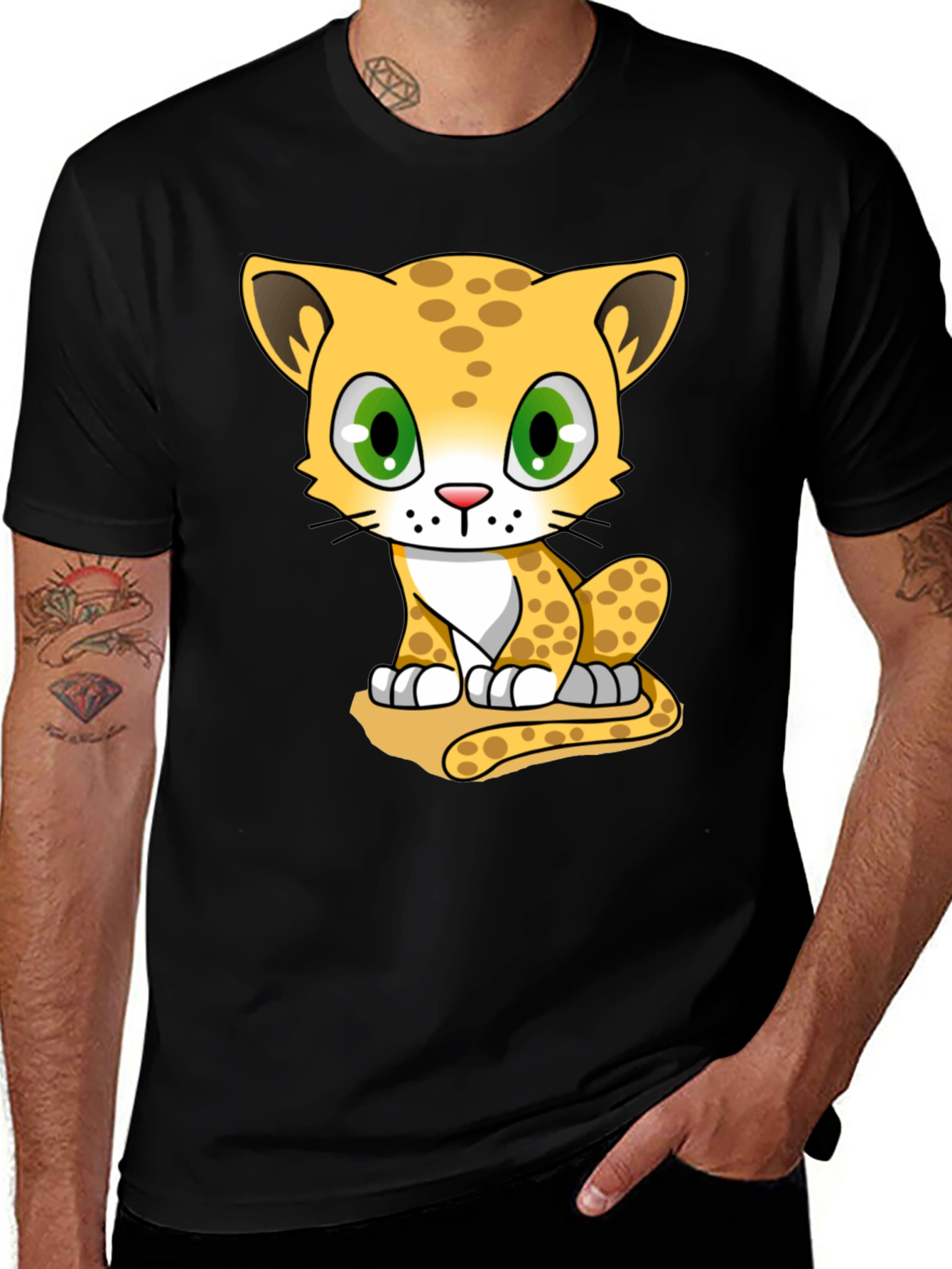 Variant 14 of Cute Cheetah Graphic Tee - Black