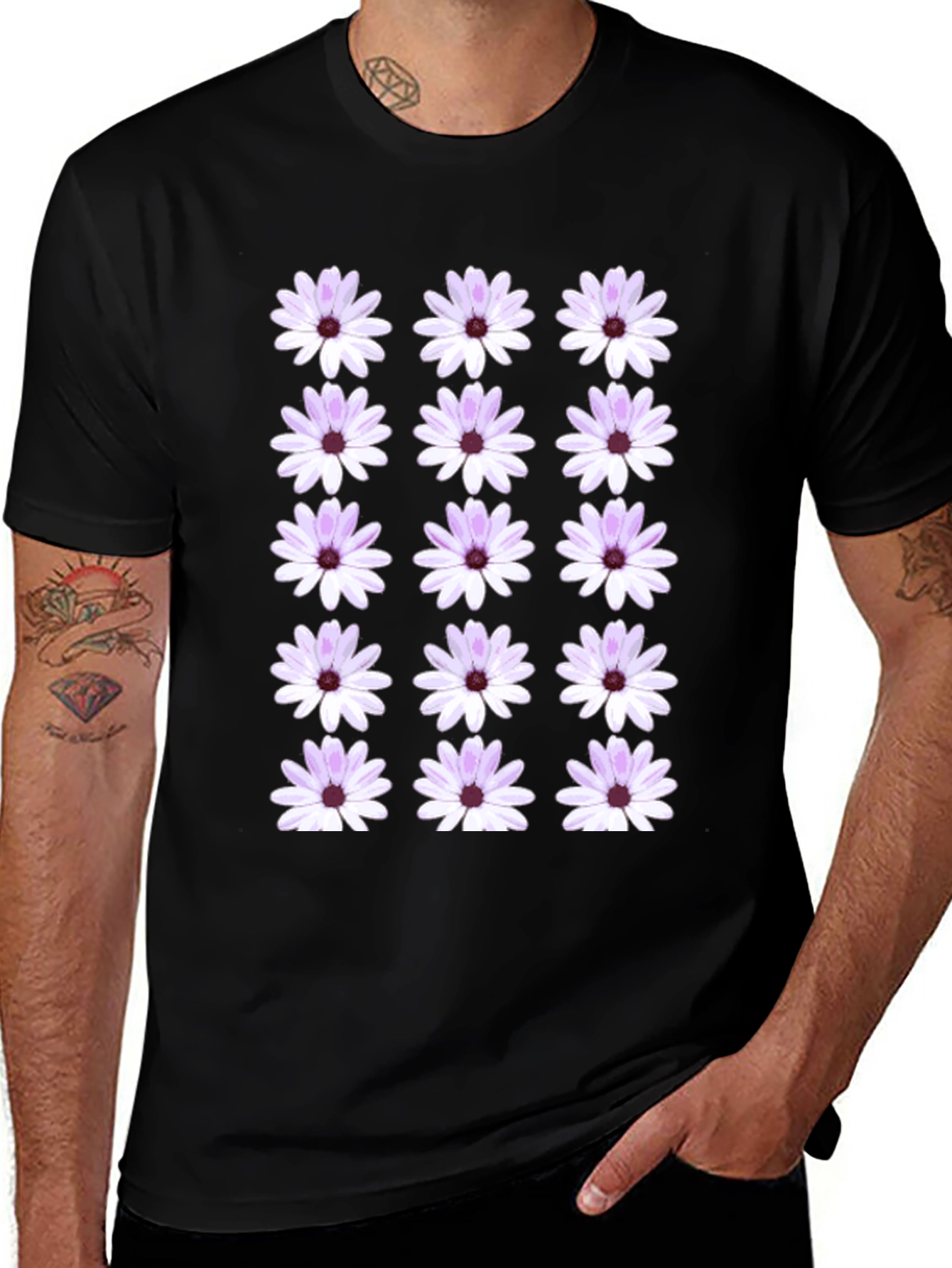 Variant 22 of Floral Pattern Black T-Shirt