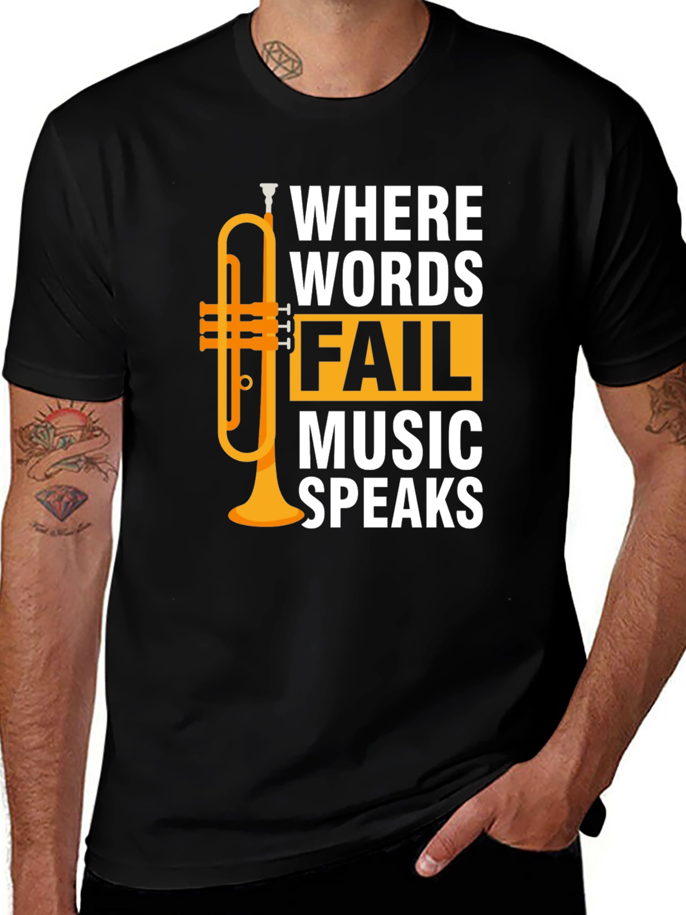 Variant 15 of Music Speaks T-Shirt - Trumpet Graphic Tee