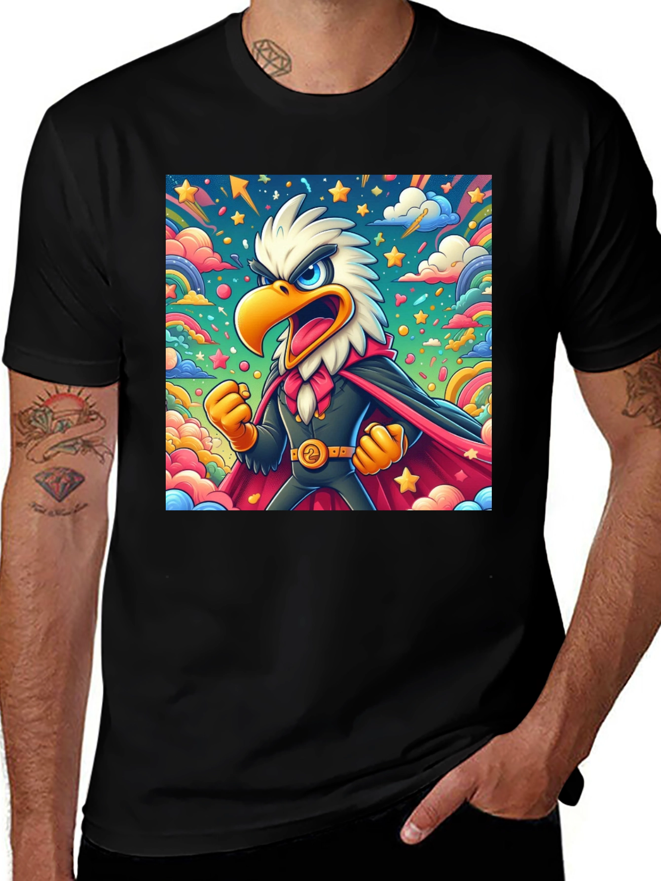 Variant 15 of Eagle Superhero Graphic Tee - Fun Cartoon Design