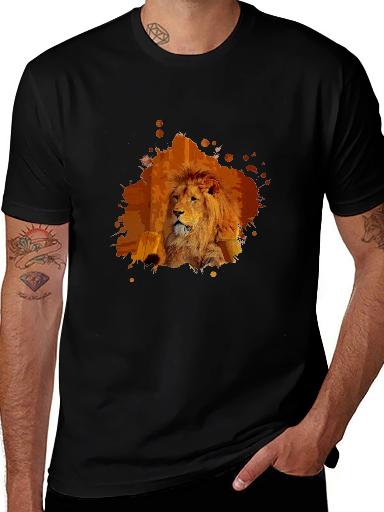 Variant 11 of Lion Graphic Black T-Shirt