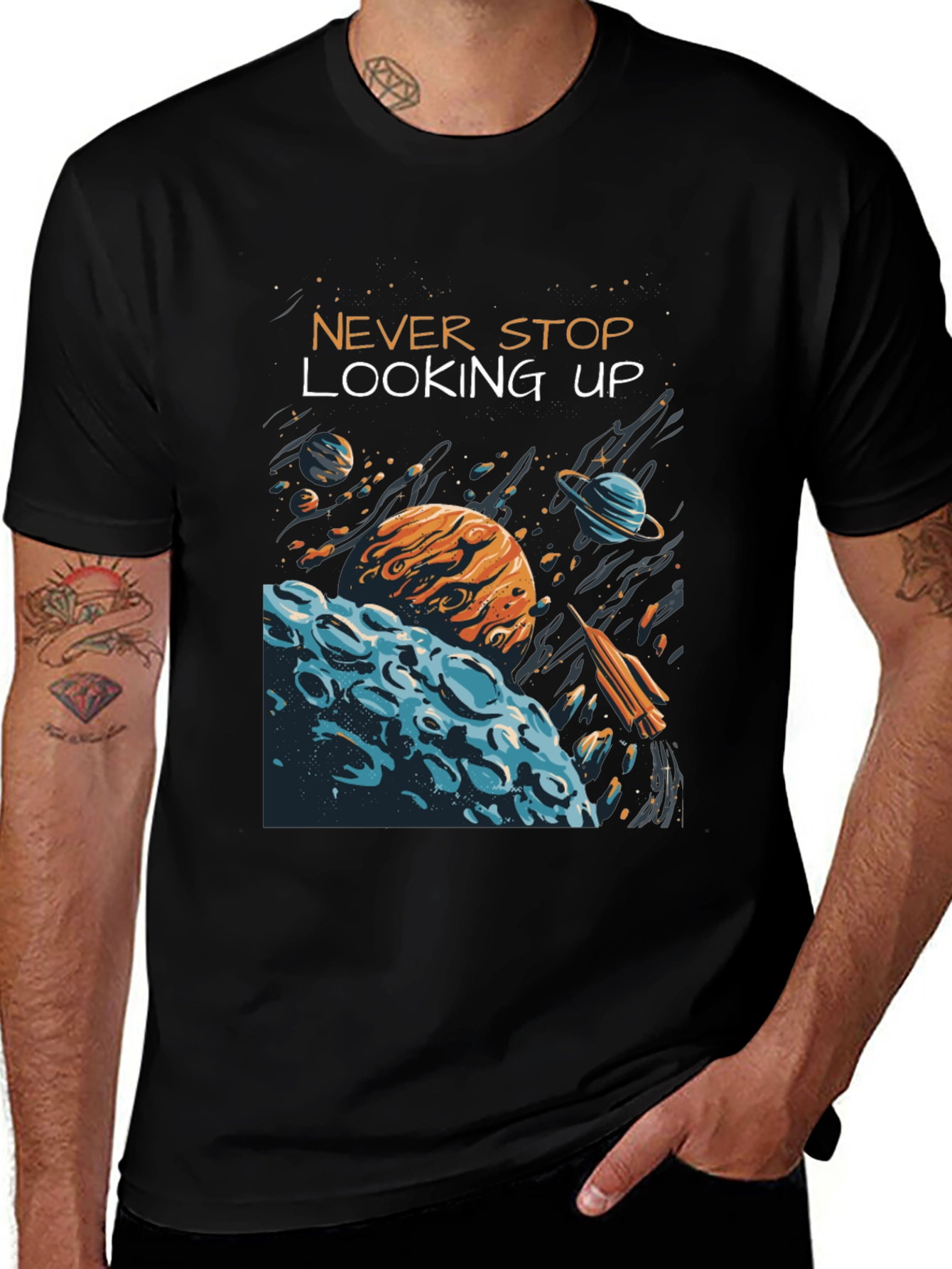Never Stop Looking Up Space T-Shirt