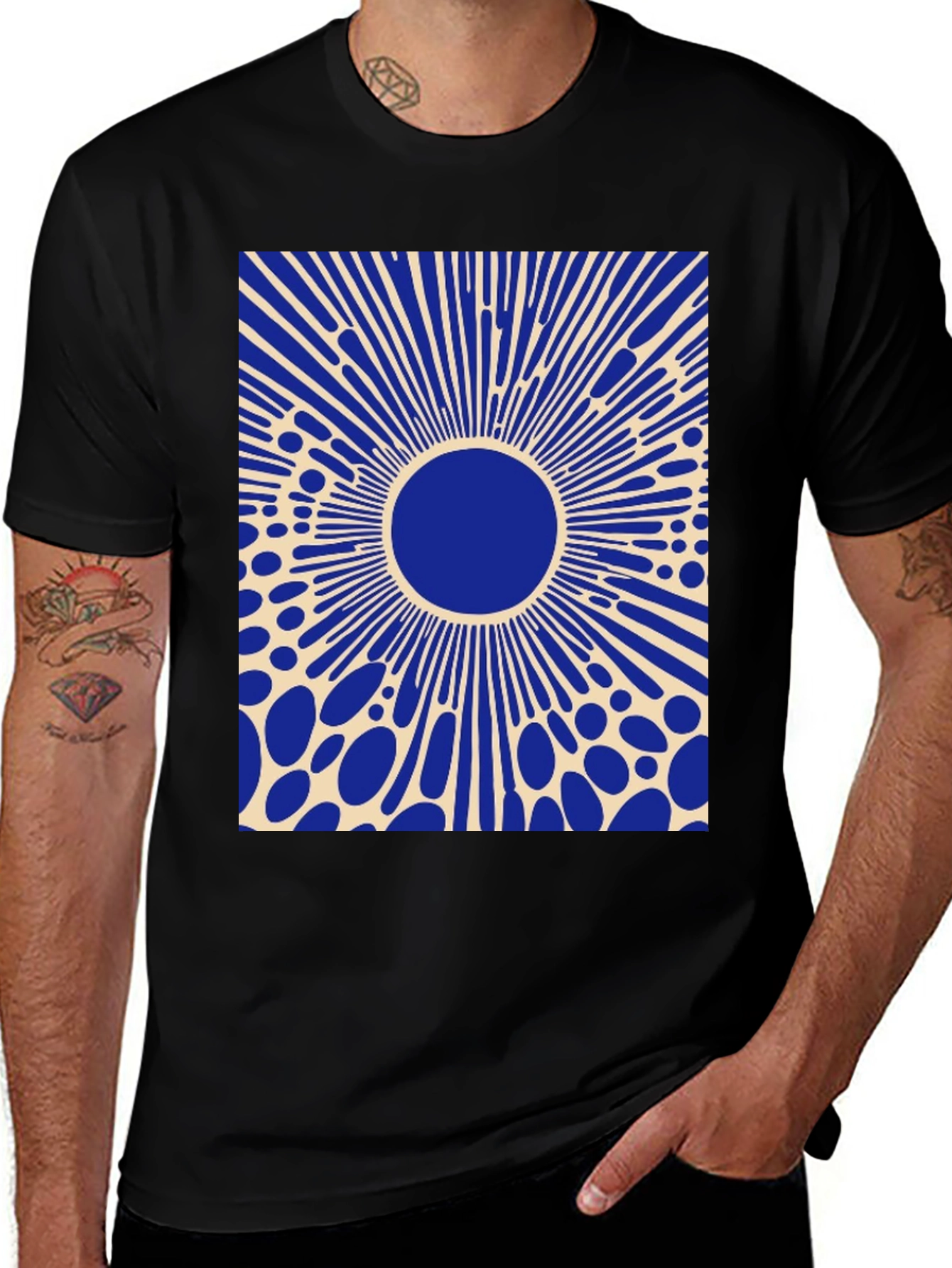 Variant 6 of Abstract Graphic Tee - Blue Burst Design