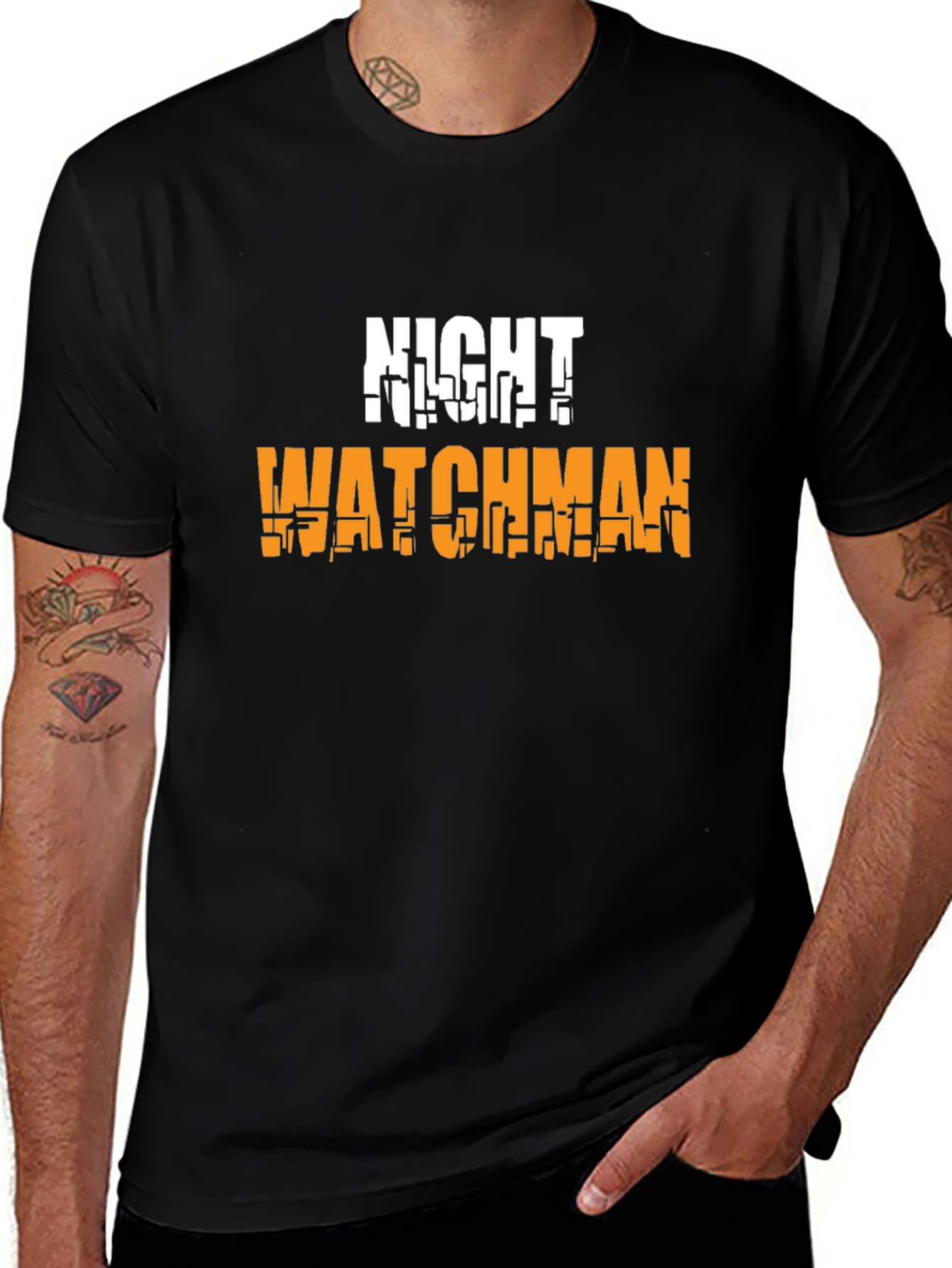 Variant 13 of Night Watchman Graphic T-Shirt - Black Tee