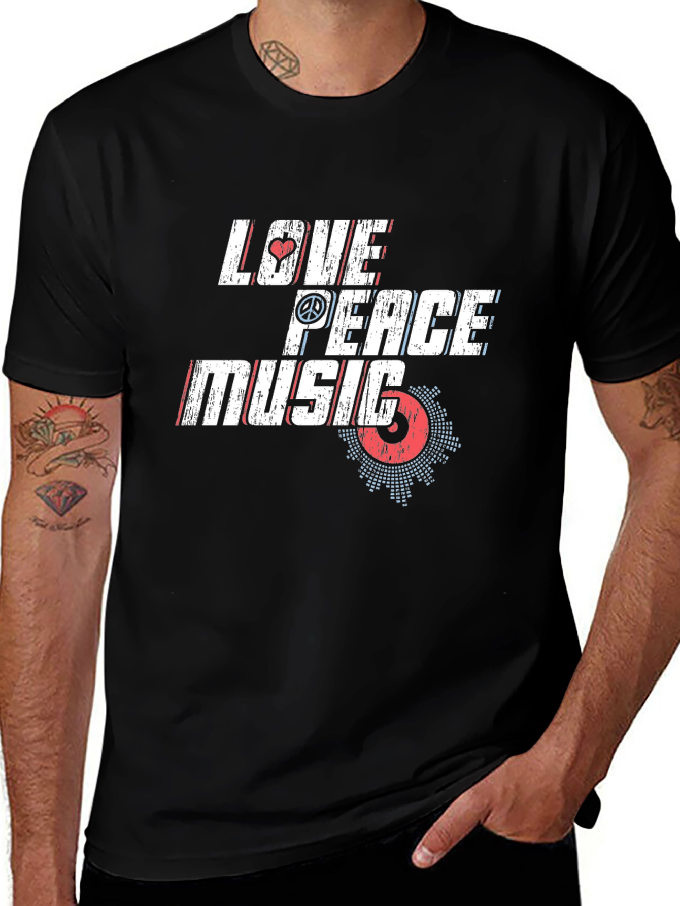 Variant 29 of Love Peace Music Graphic T-Shirt