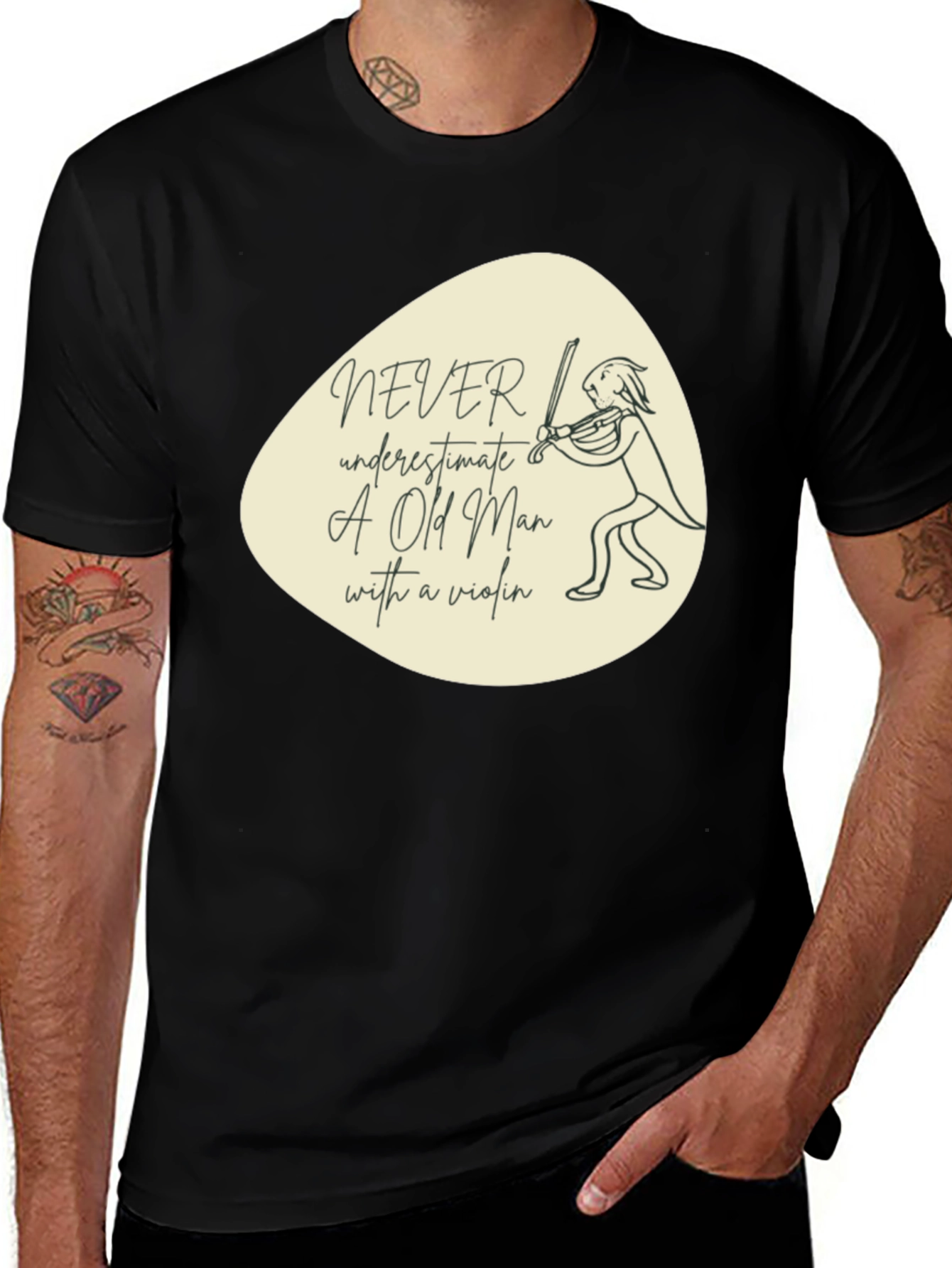 Variant 22 of Never Underestimate Violin Old Man T-Shirt