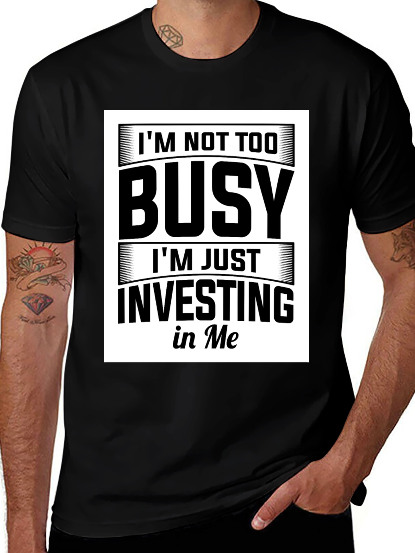 Black I'm Not Too Busy Investing in Me Black T-Shirt main image