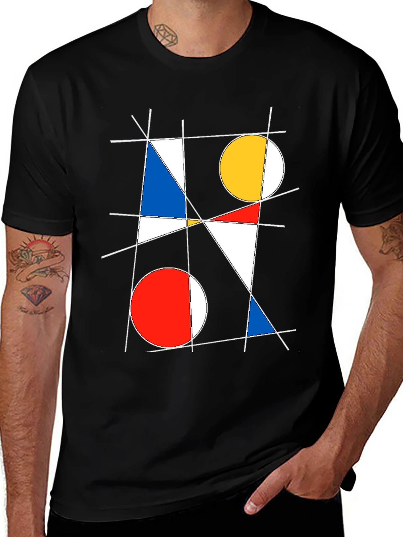Black Geometric Abstract Art Graphic T-Shirt main image