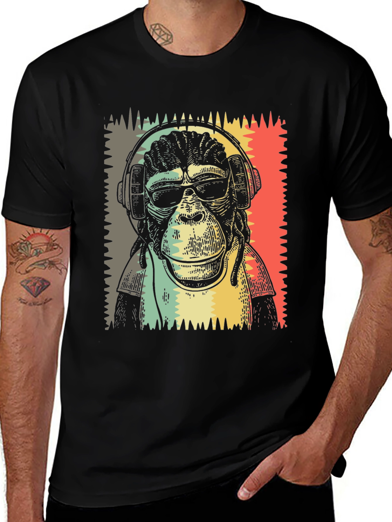 Variant 19 of DJ Monkey Graphic Tee - Retro Style