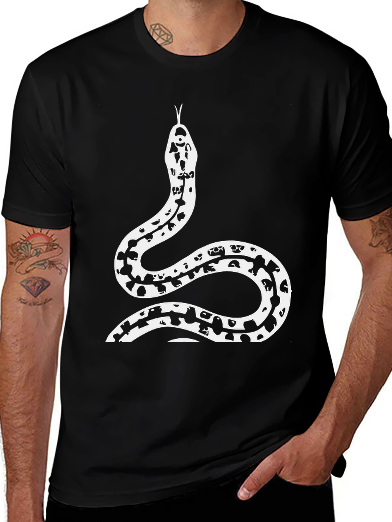 Variant 11 of Black Snake Print Graphic Tee