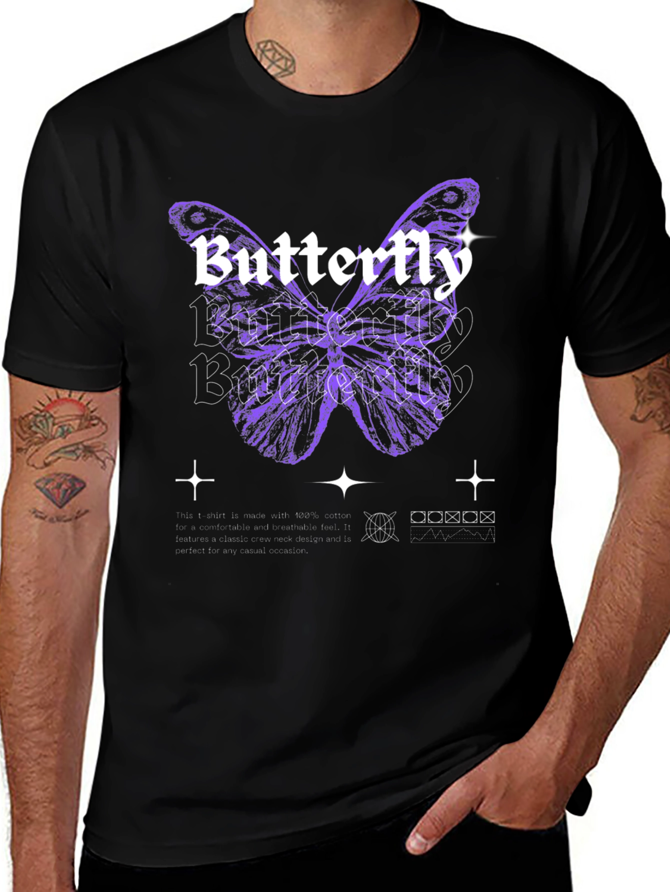 Variant 11 of Butterfly Graphic Print Black T-Shirt