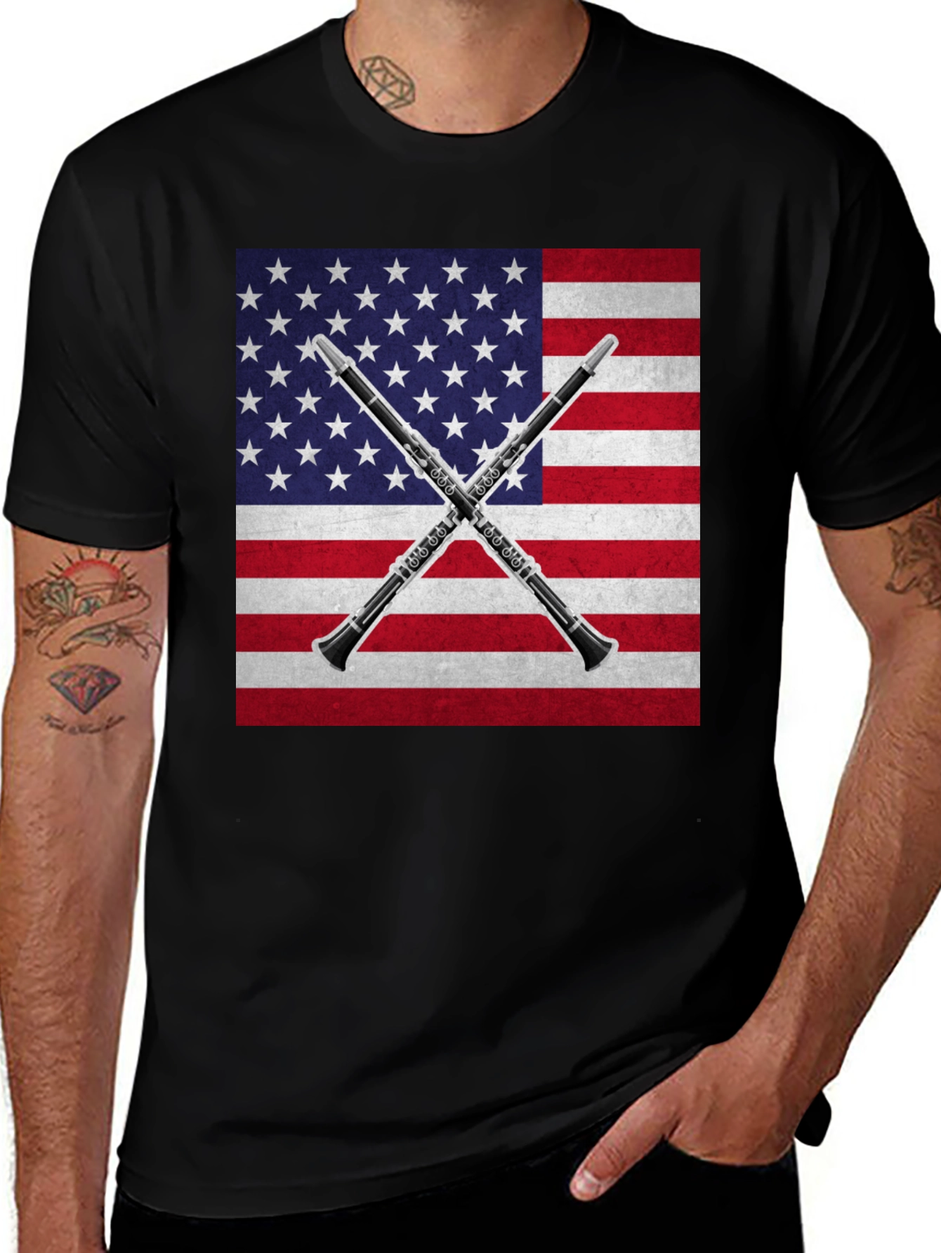 Variant 28 of American Flag Clarinet T-Shirt