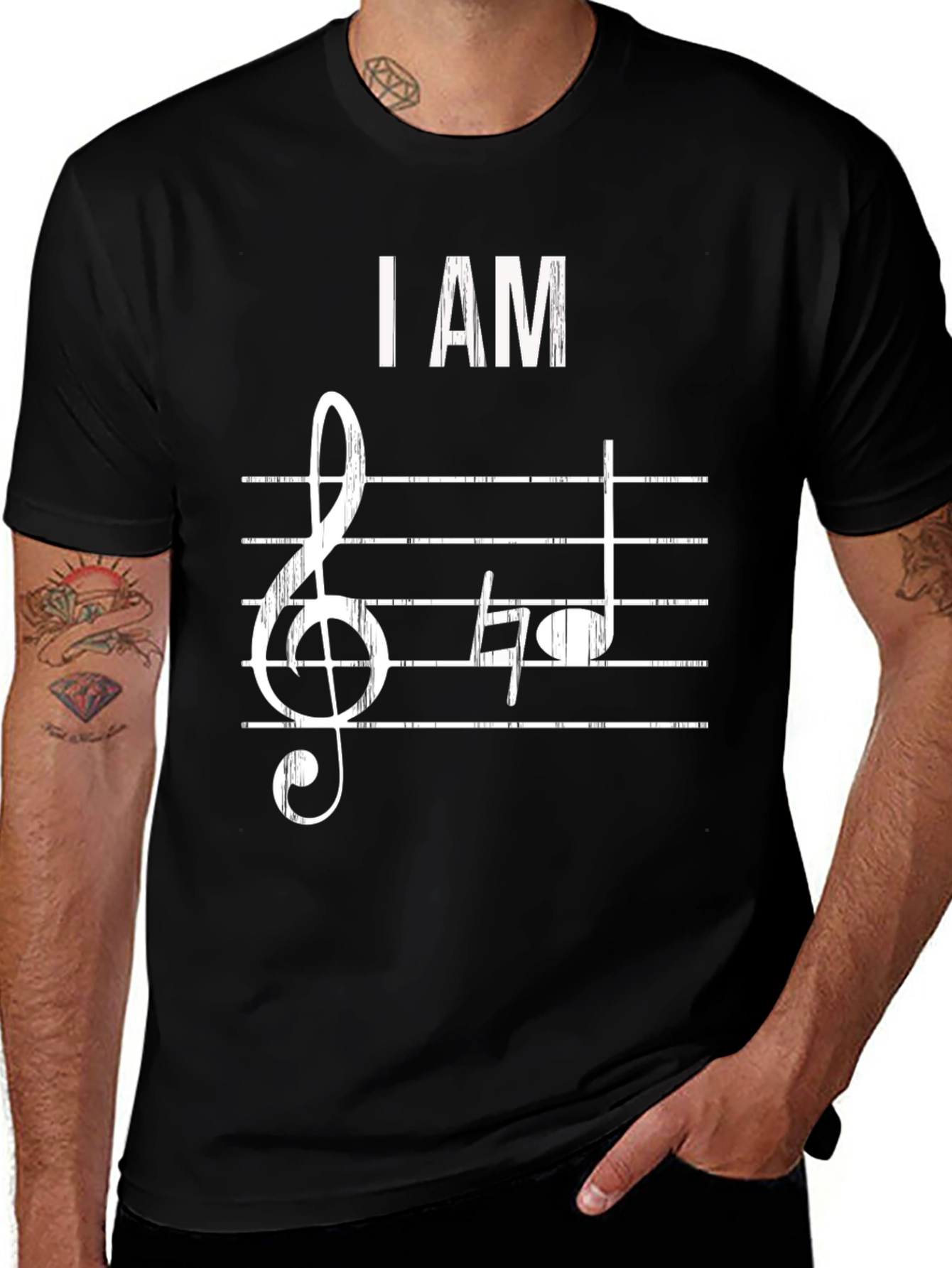 Variant 17 of I Am Music T-Shirt - Treble Clef & Notes Design
