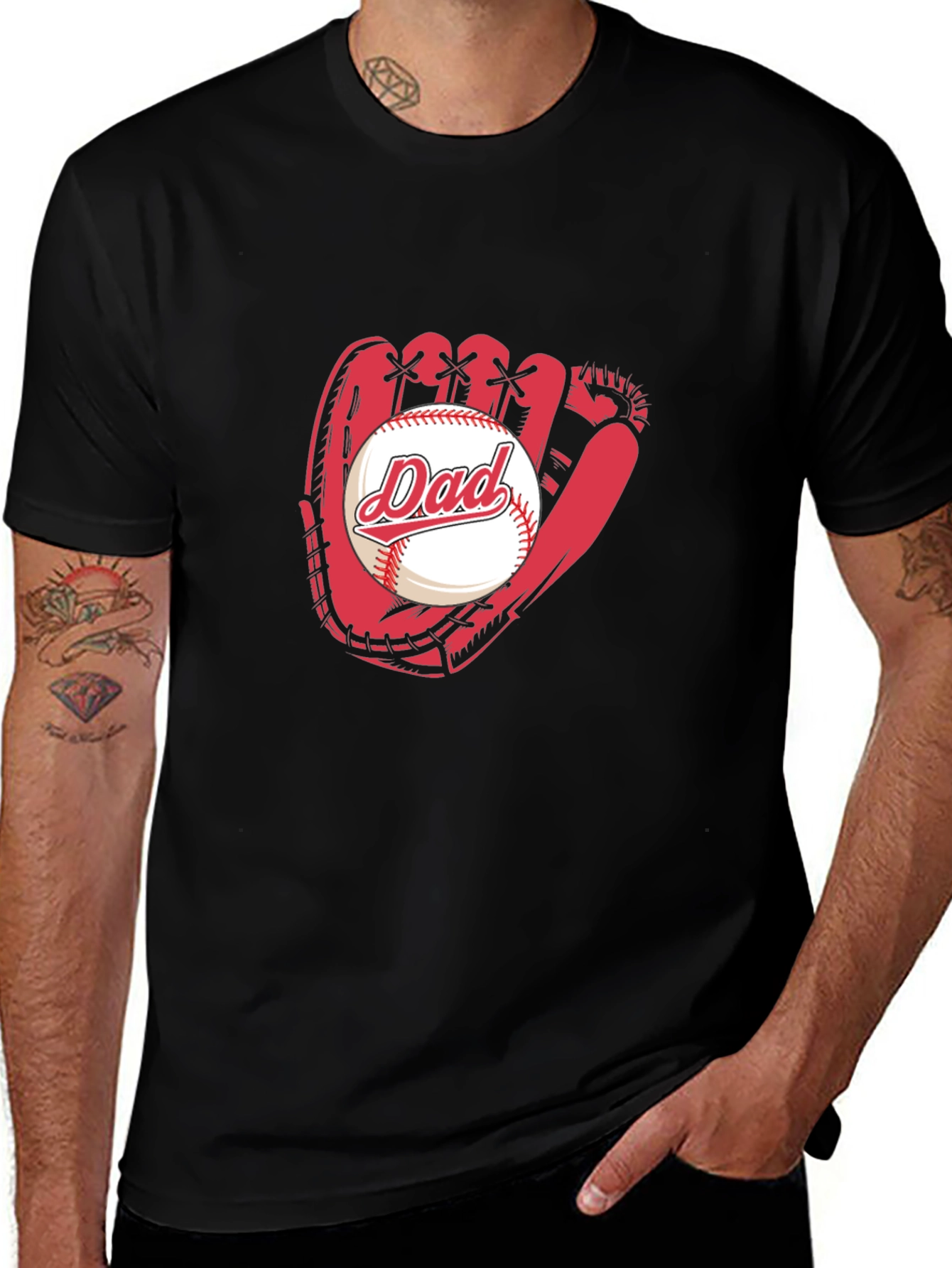 Dad Baseball Glove Graphic Tee - Father's Day Gift