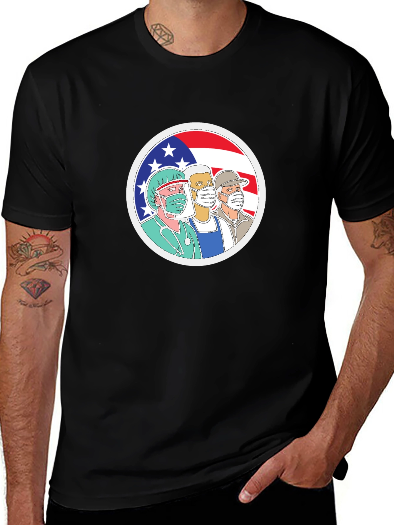 Essential Workers USA Flag T-Shirt