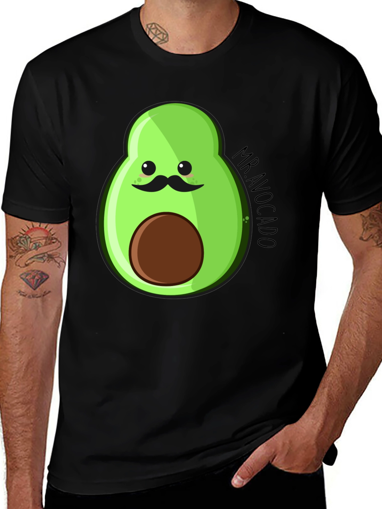Variant 12 of Mr. Avocado Graphic Tee - Black Unisex T-Shirt