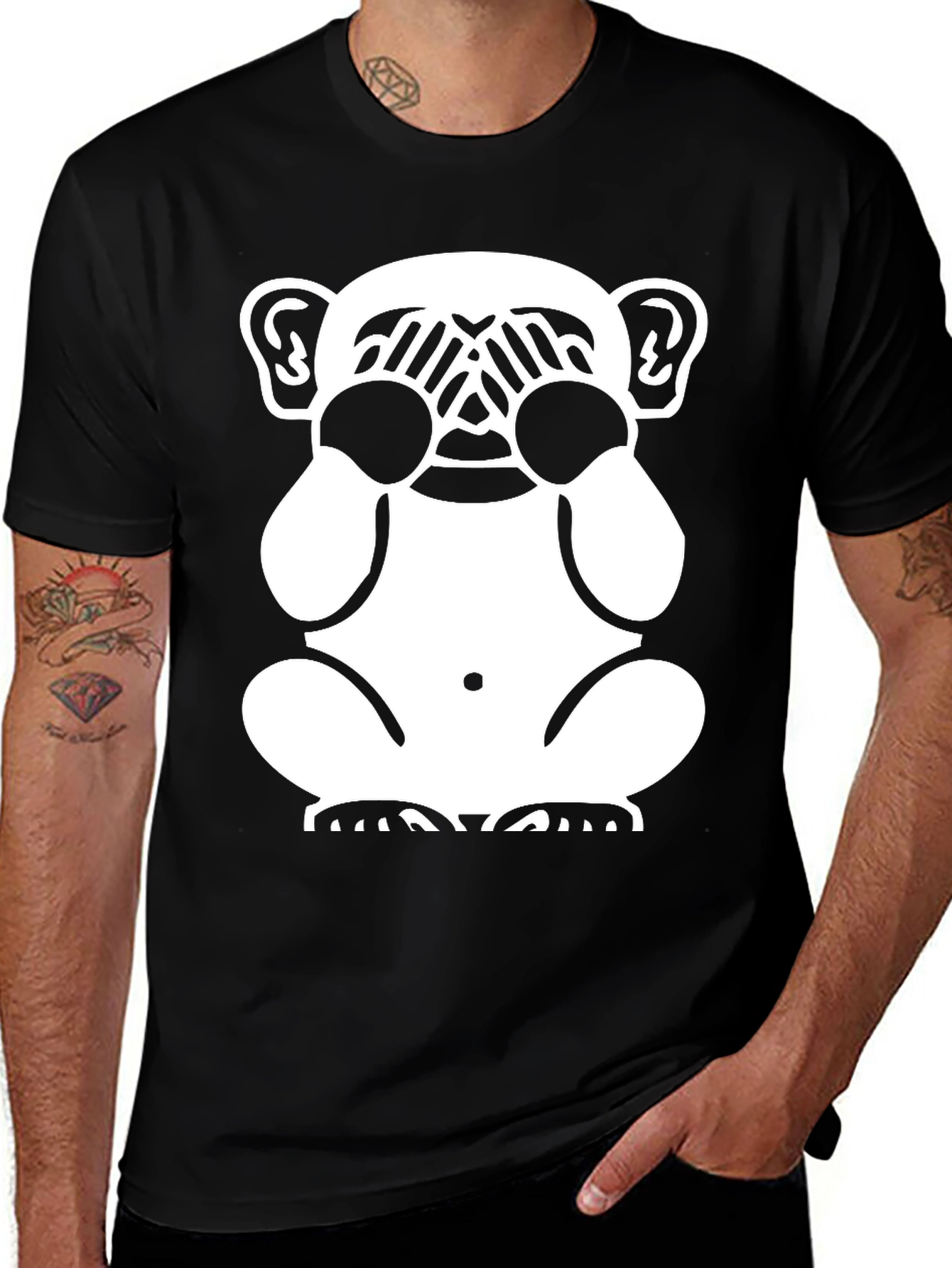 Variant 10 of Hear No Evil Monkey Graphic Tee - Black